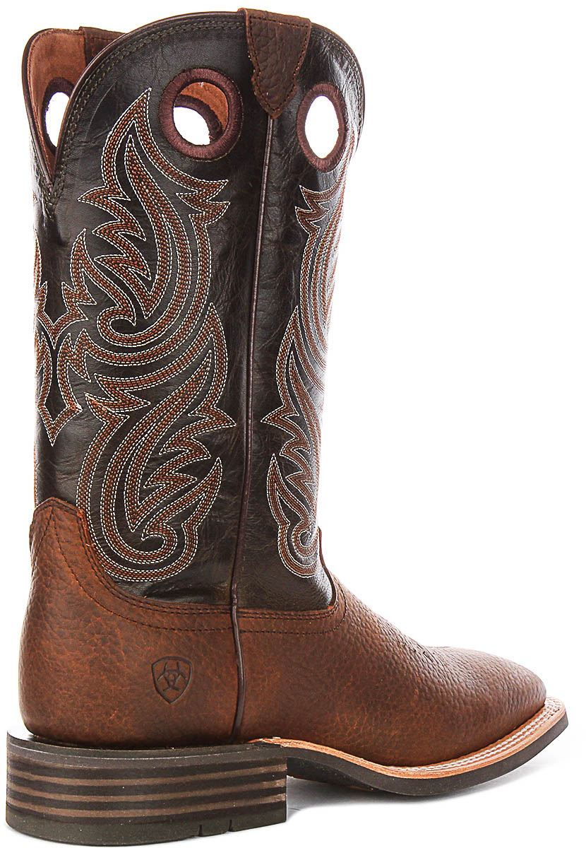 Ariat Highland Toughstock Wide Western Pull On Mens Boot In Dark Brown UK 7 - 12