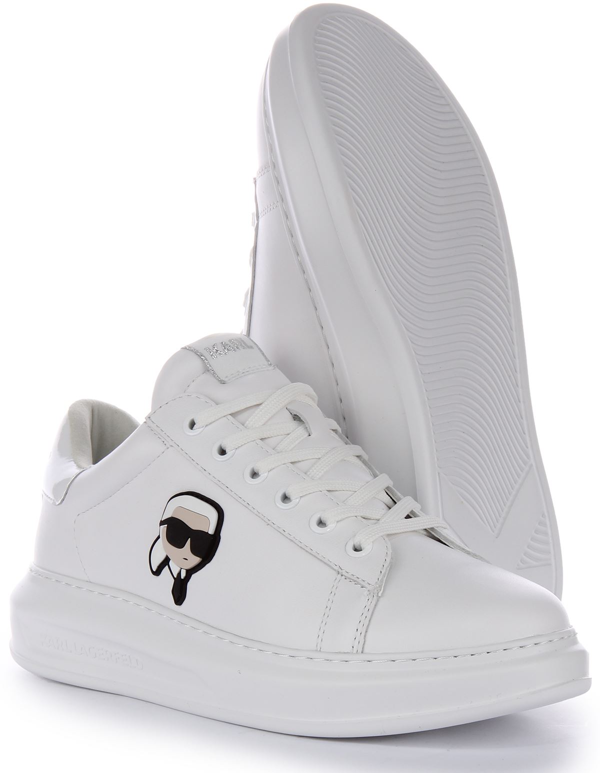 Karl Lagerfeld Kapri Lo Mid Cut Low Mens Sneakers White Mono UK 6 - 12
