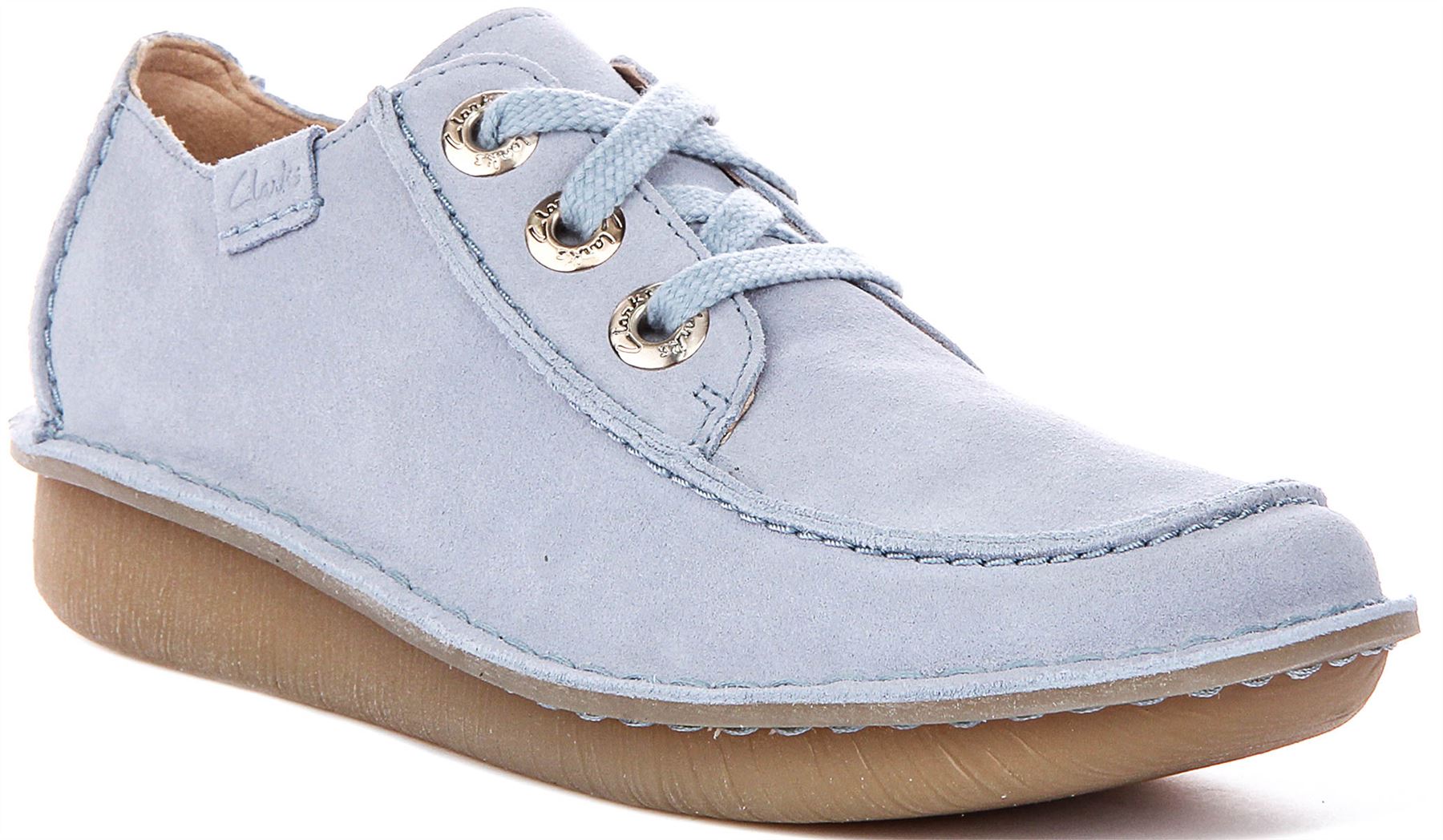 Clarks Funny Dream Vintage Stitch Lace Up Womens Trainer In Light Blue UK 6 - 11