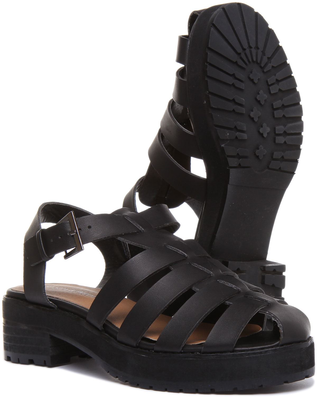 Hilary ausgeschnittener Damen-Gladiatorschuh in schwarz Größe UK 3 - 8 - Bild 8 von 15