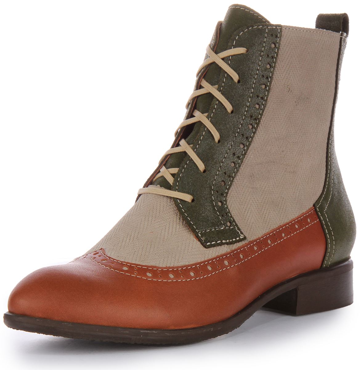 Justinreess England Tweed Zip Ankle Boot Beige Tan Womens UK 3 - 8 - Picture 12 of 12