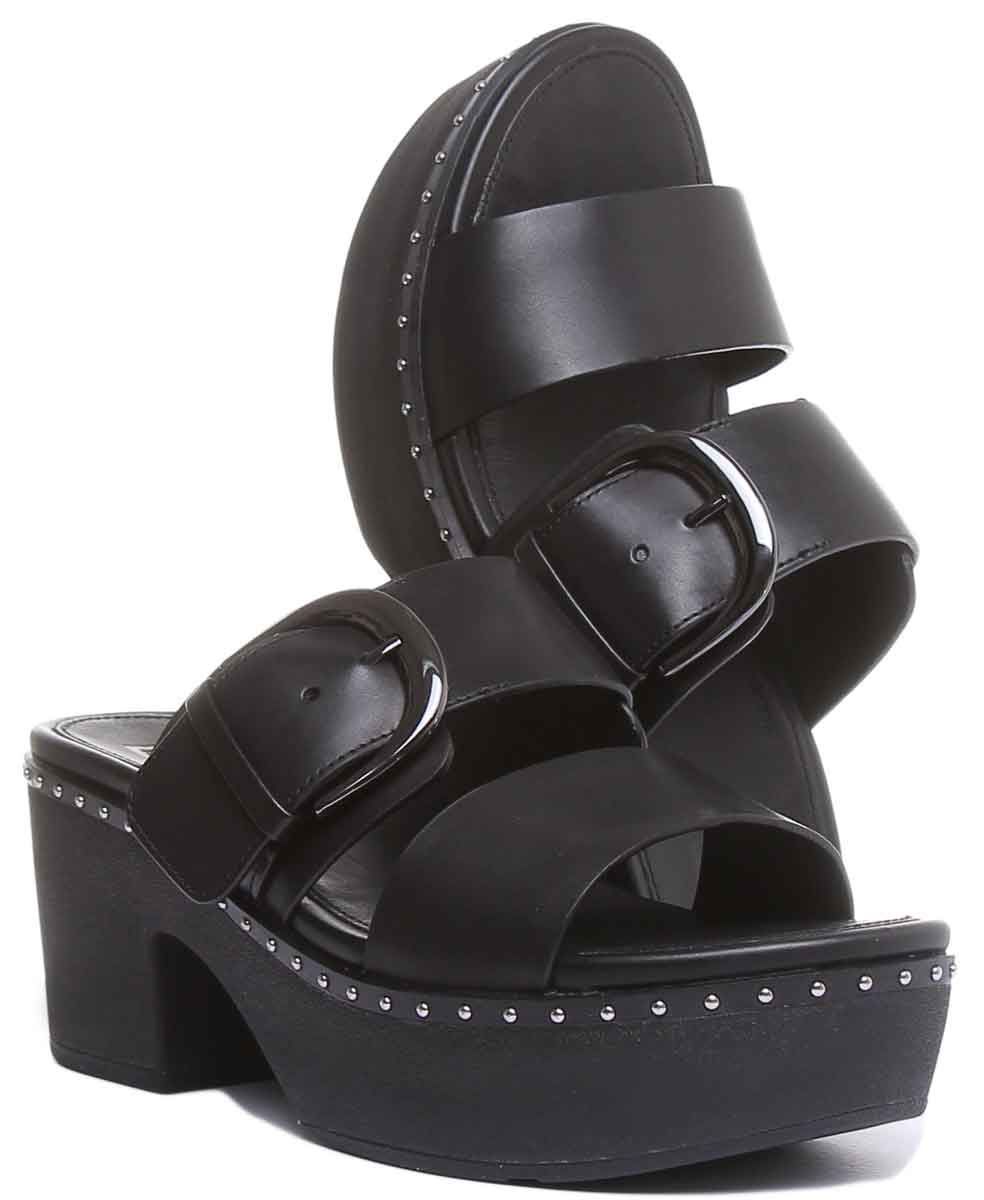 Fitflop Pilar Lthr Womens Block Heel Strapy Platf In Black Size Uk 3 - 8 | eBay