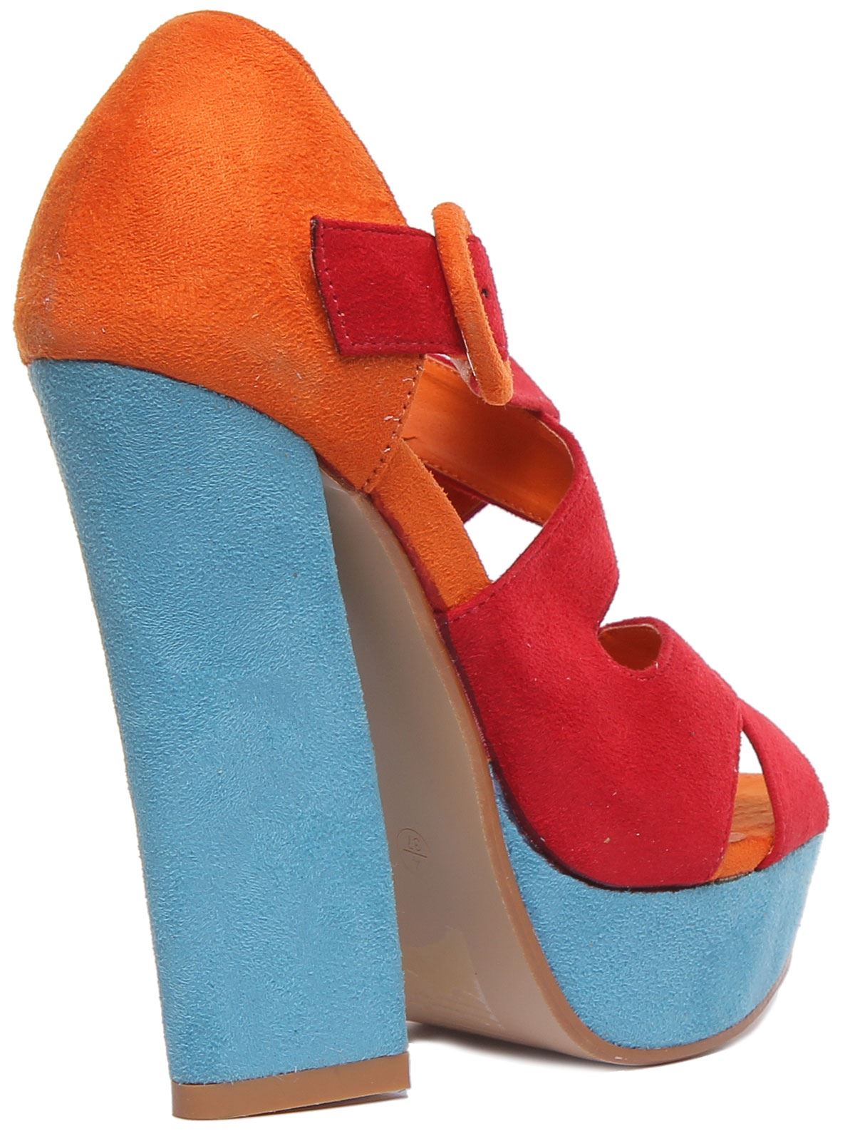 Sandalia de plataforma de tacón de bloque multicolor para mujer dama talla REINO UNIDO 3 - 8 - Imagen 10 de 18