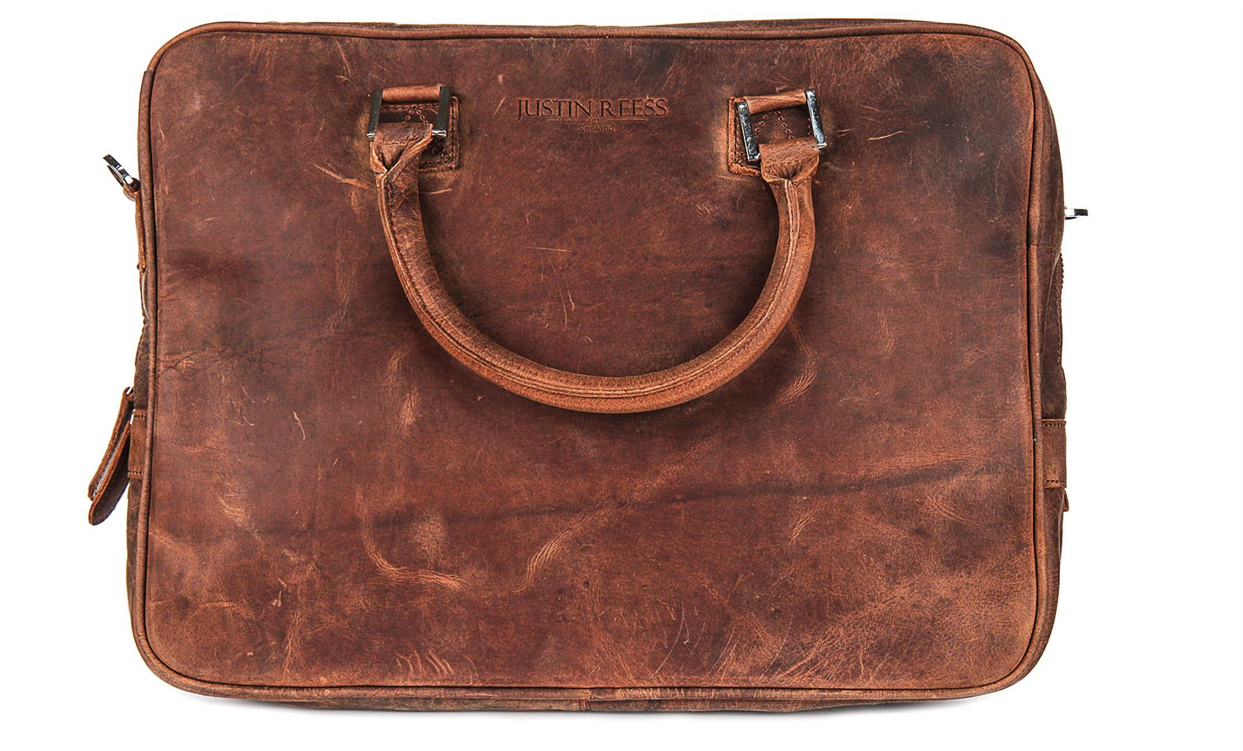 Justin Reess Vintage Valor Laptop Tasche Reiverschluss Antikleder IN Cognac 30090₽