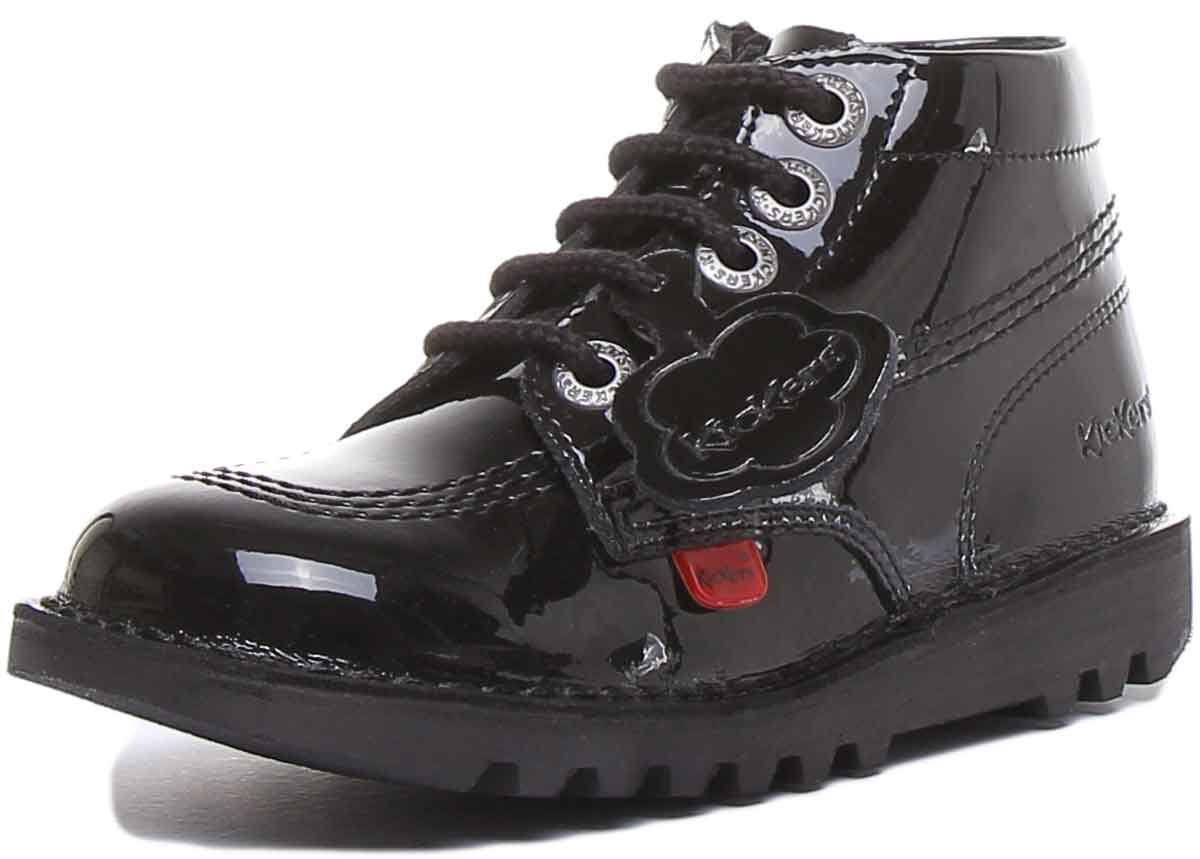 Kickers Kick Hi Zip Core Lace With Side Zip In Black Patent