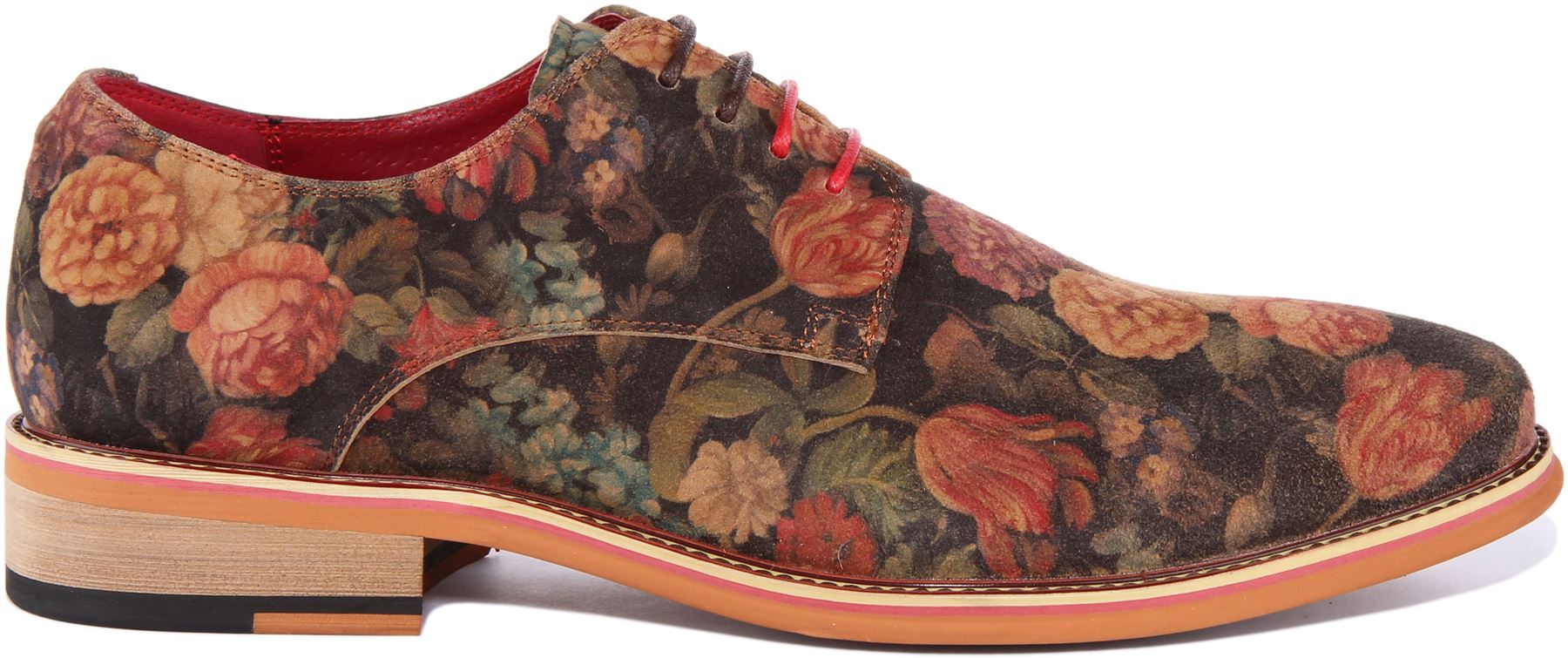 Justinreess England Ben Men Floral Print Oxford Shoe In Multi Colo Size UK 6 -13 - Picture 9 of 13