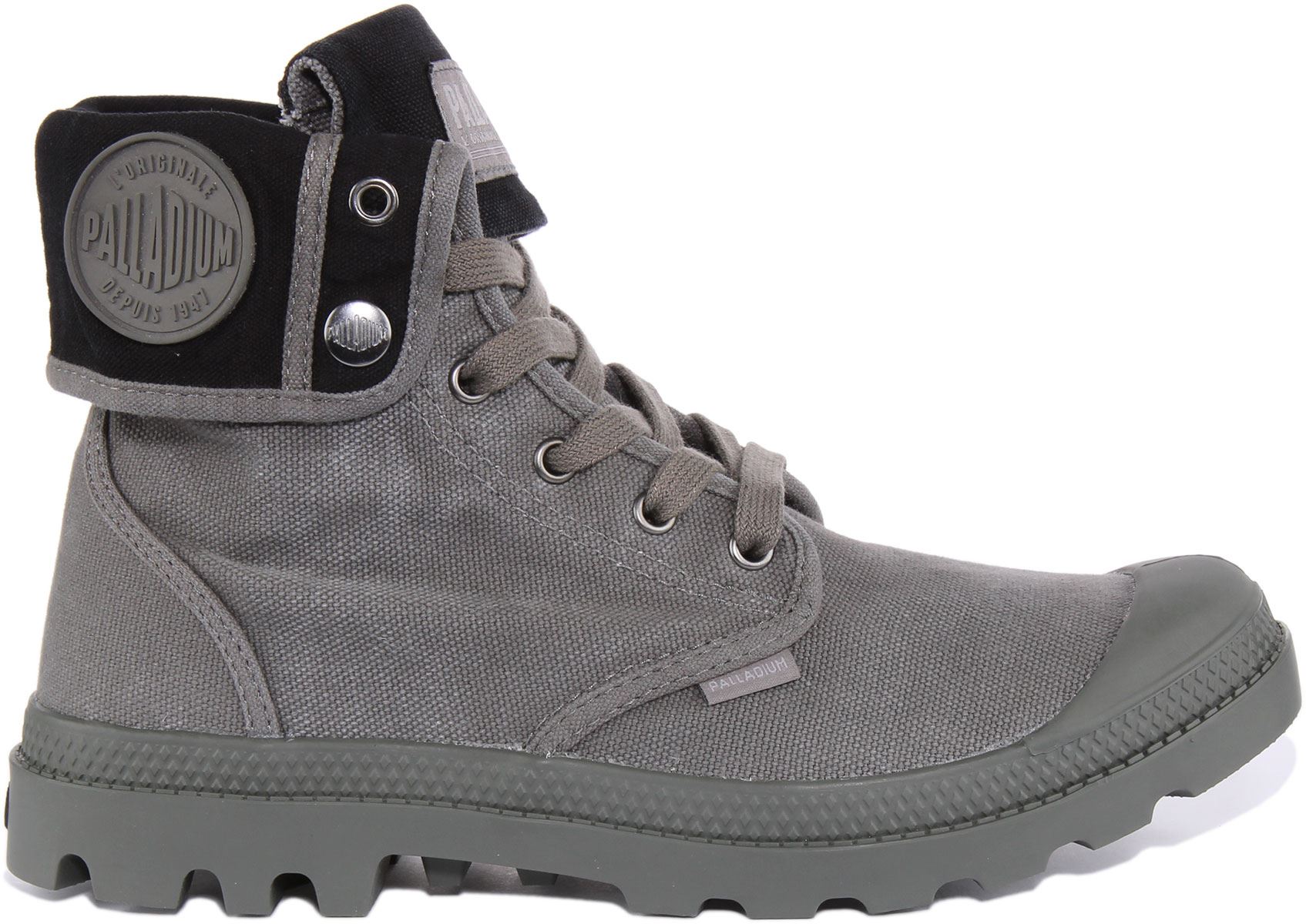 PALLADIUM Largo Uomo con Lacci Piegabile Tela Stivali IN Grigio Taglia UK 6 - 12 - Picture 8 of 12