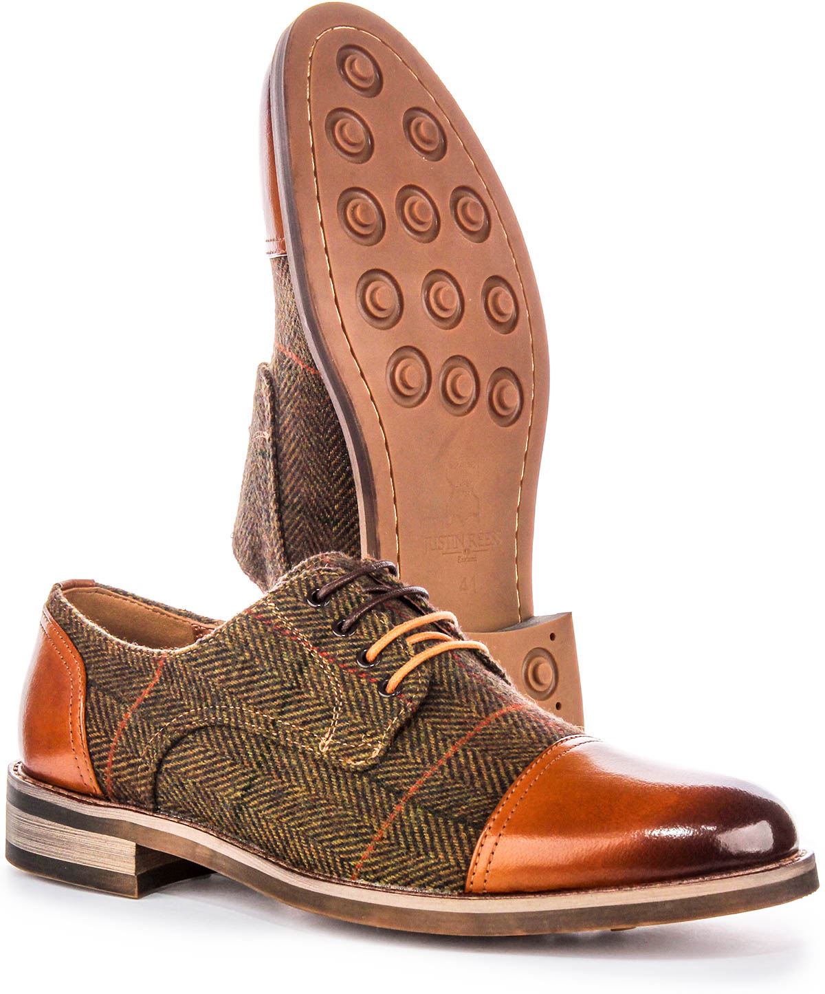 Justinreess Lace up Oxford Leather Mens Formal Shoes Brown UK 6 - 14 - Picture 6 of 13