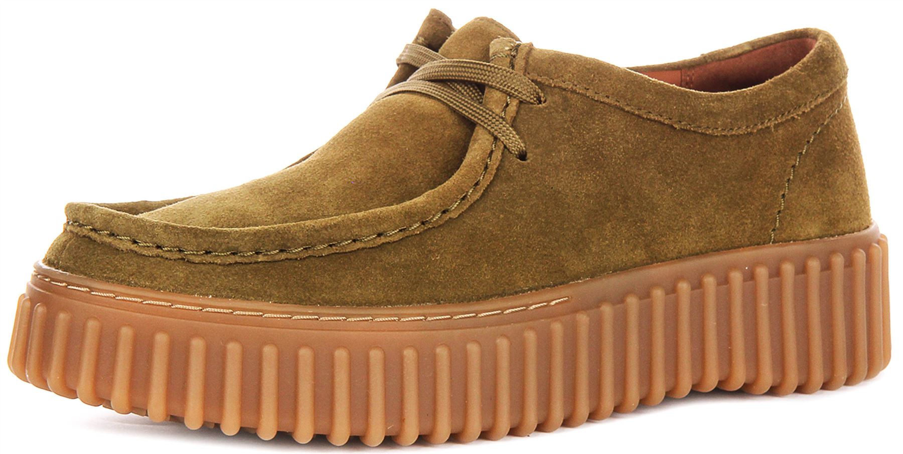 Clarks Torhill Bee Chunky Suede Lace Up Moccasin Womens Shoe In Olive US 6 - 11 - Picture 13 of 19