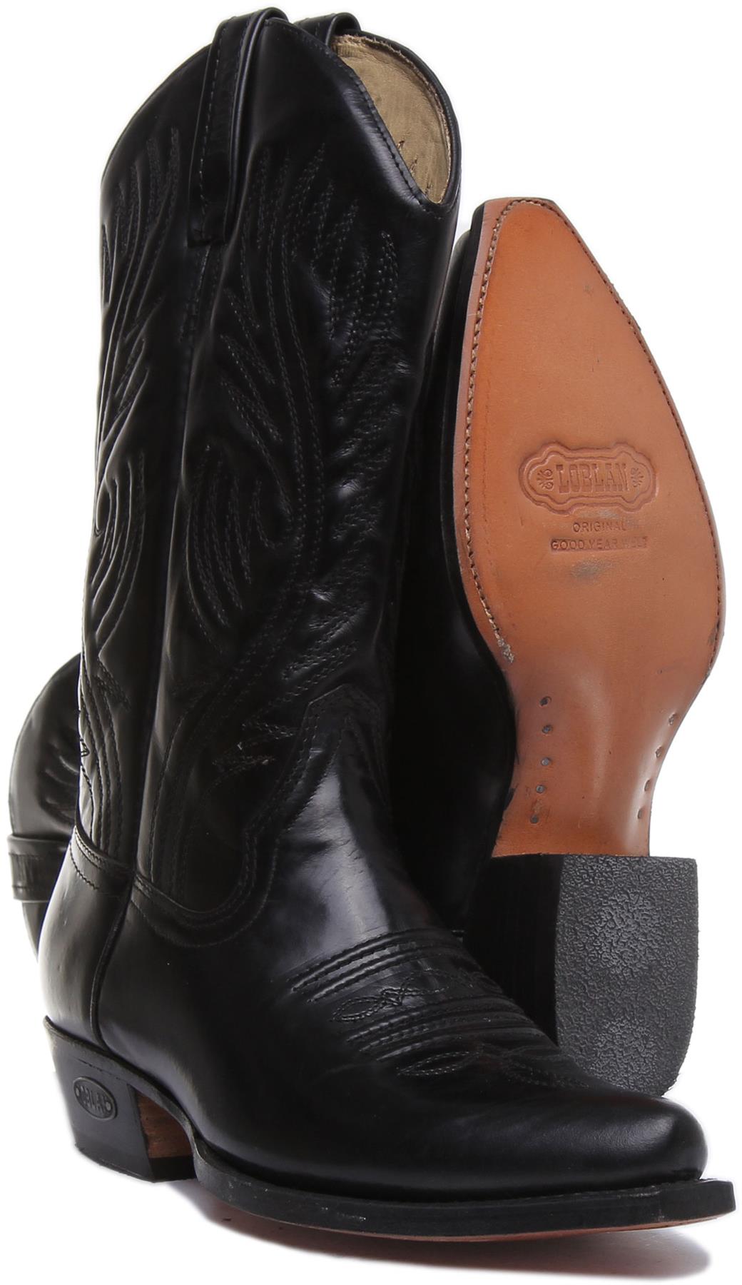 Loblan 194C Long Cowboy Boot In Black Shiny Size UK 36- 46 - Picture 16 of 29