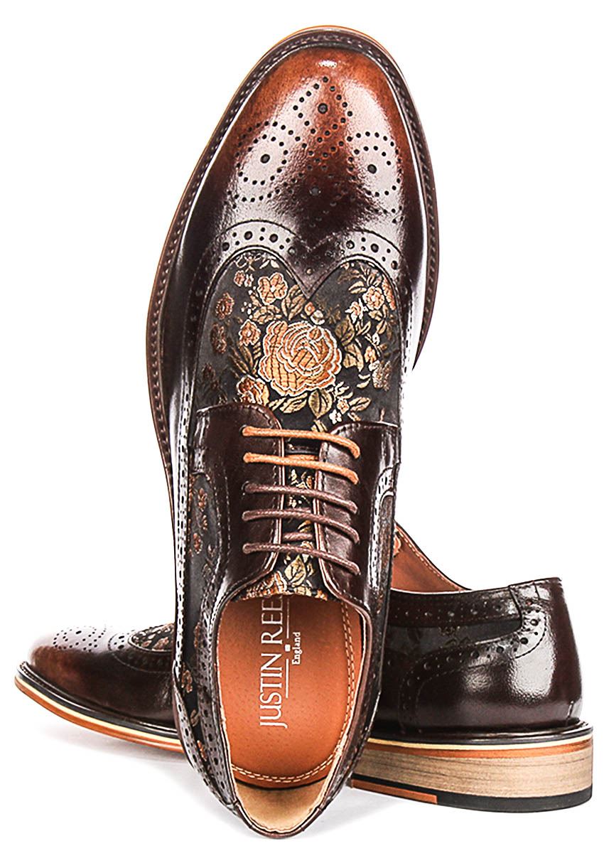 Justin Reess England Mens Leather Lace Up Premium Brogue Black Shoes US 7-15 - Picture 17 of 37