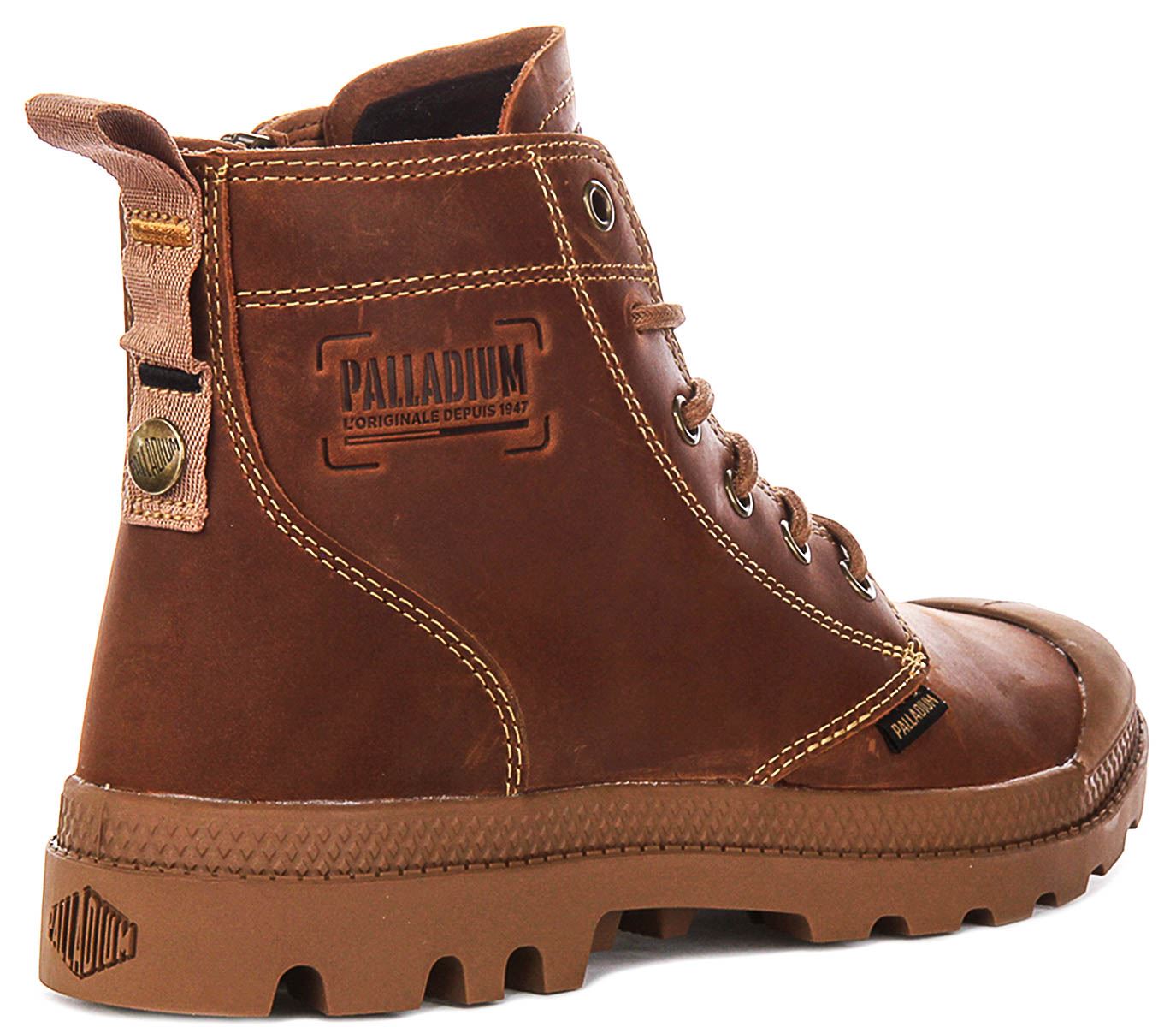 Palladium Pampa Zip Lace Up Contrast Mens Ankle Boots In Brown UK 4 - 12