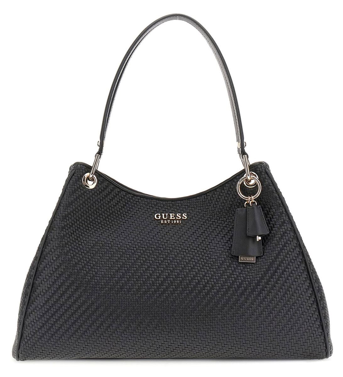 Guess Mirema Woven Shopper Doppelhenkel Schultertasche Damen Tasche In Schwarz - Bild 4 von 4