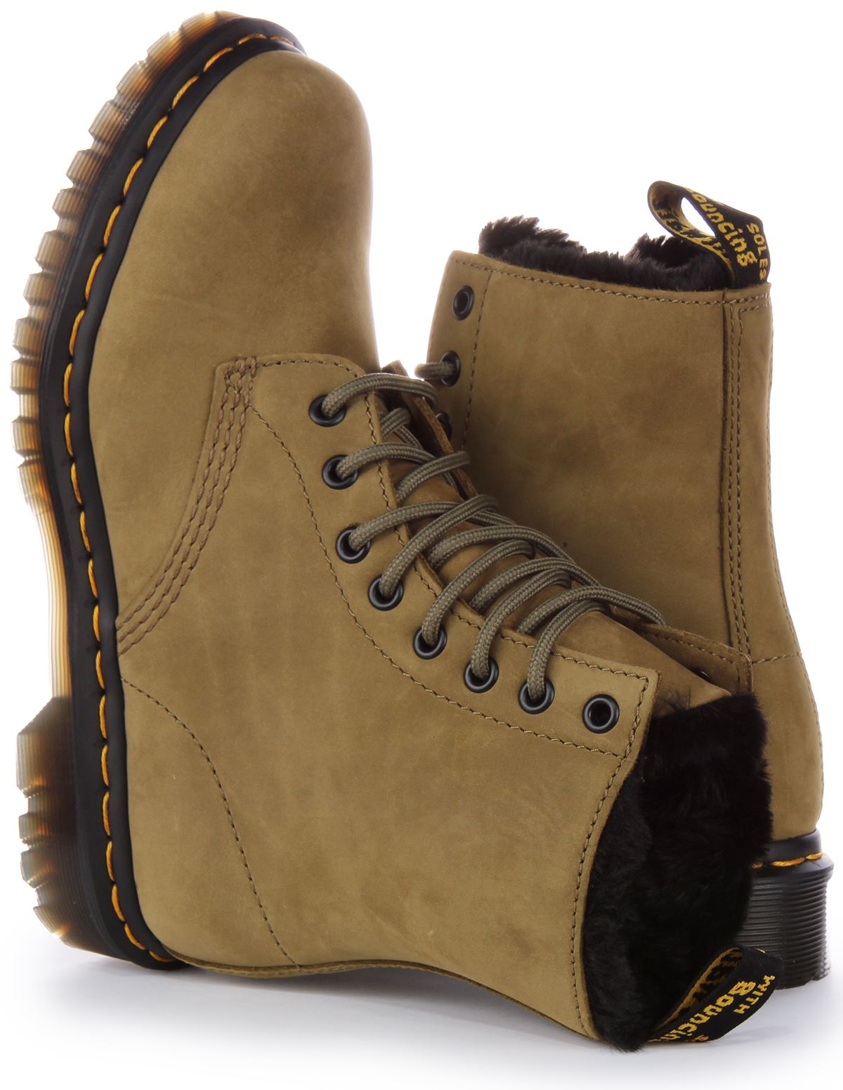 DR MARTENS 1460 Serena Forrado Cuero Tobillo Mujer Botas En Verde Oliva GB 3-8 - Imagen 23 de 25