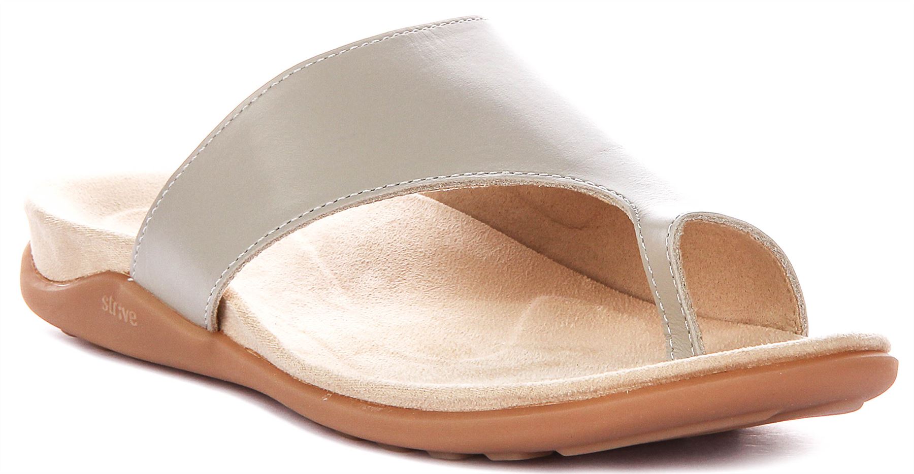 Strive Capri 4 Three Footbed Leather Slip On Womens Sandal In Lattee US 5 – 11