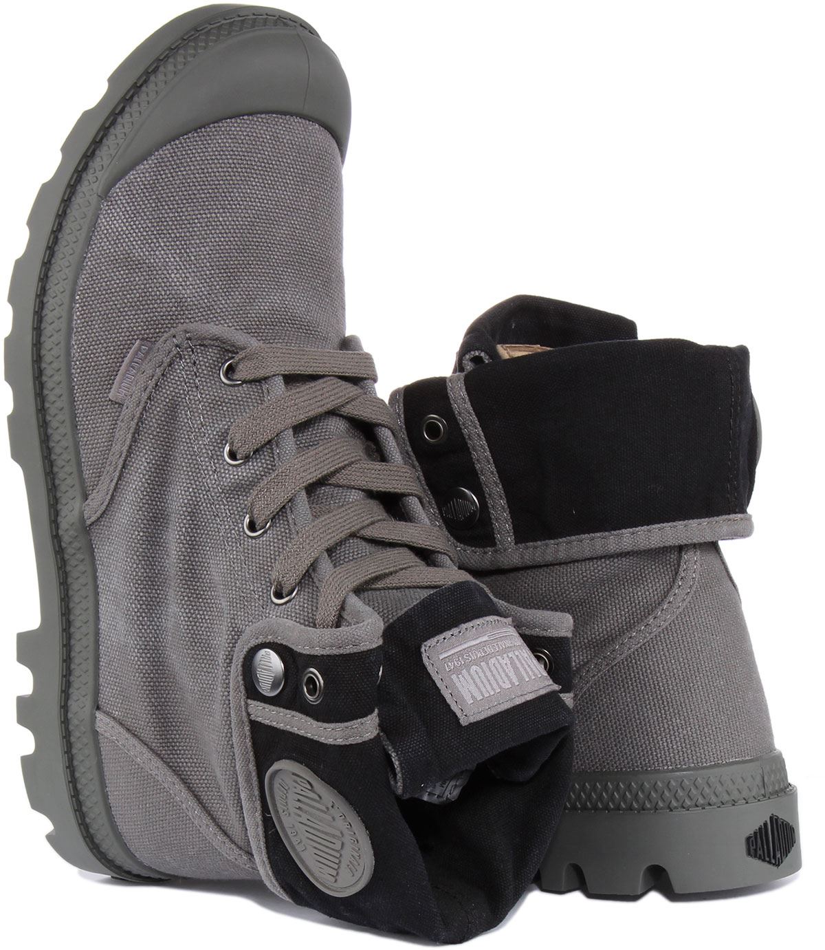 PALLADIUM Largo Uomo con Lacci Piegabile Tela Stivali IN Grigio Taglia UK 6 - 12 - Picture 10 of 12