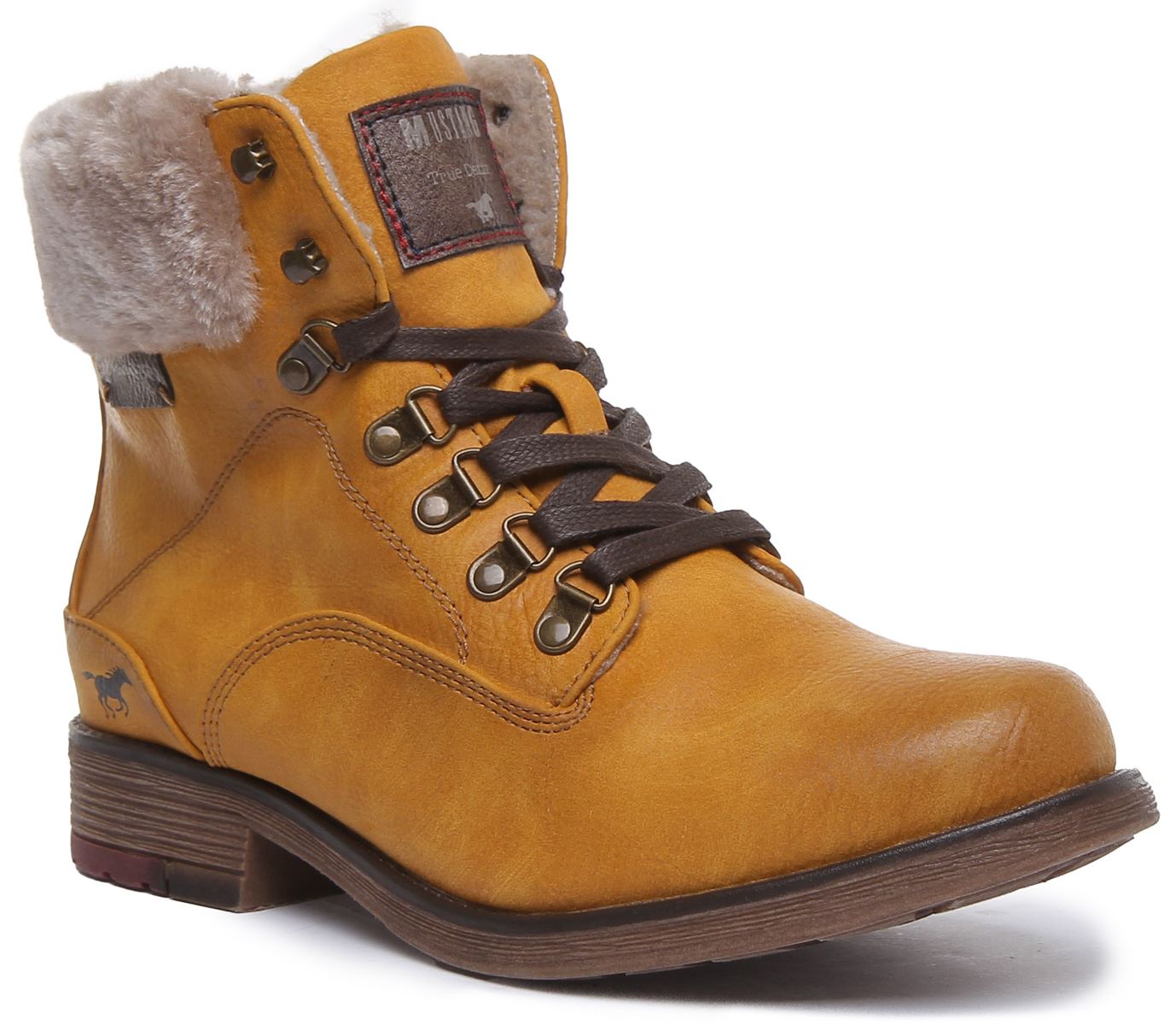 MUSTANG 1295-609 Mujer Casual con Cordones Botines en Amarillo Talla UK 4-8 - Imagen 14 de 19