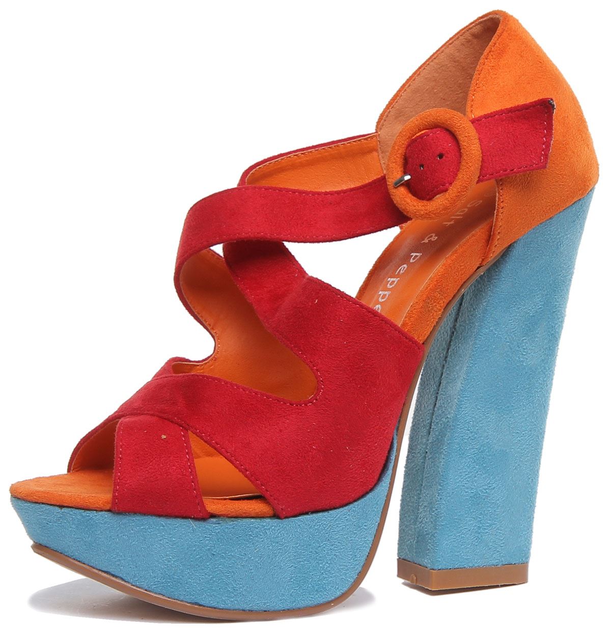 Sandalia de plataforma de tacón de bloque multicolor para mujer dama talla REINO UNIDO 3 - 8 - Imagen 13 de 18