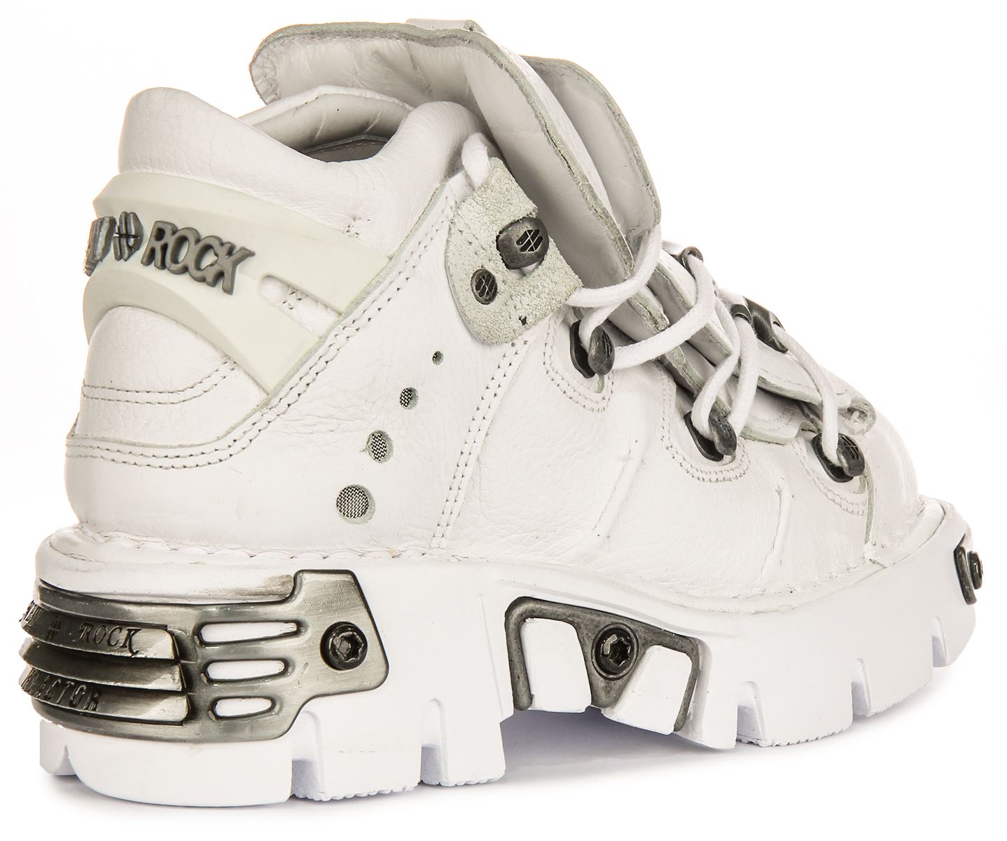 Newrock Reactor Leather Lace Up Platform Womeans Sneakers In White US 6- 13 - Picture 10 of 13