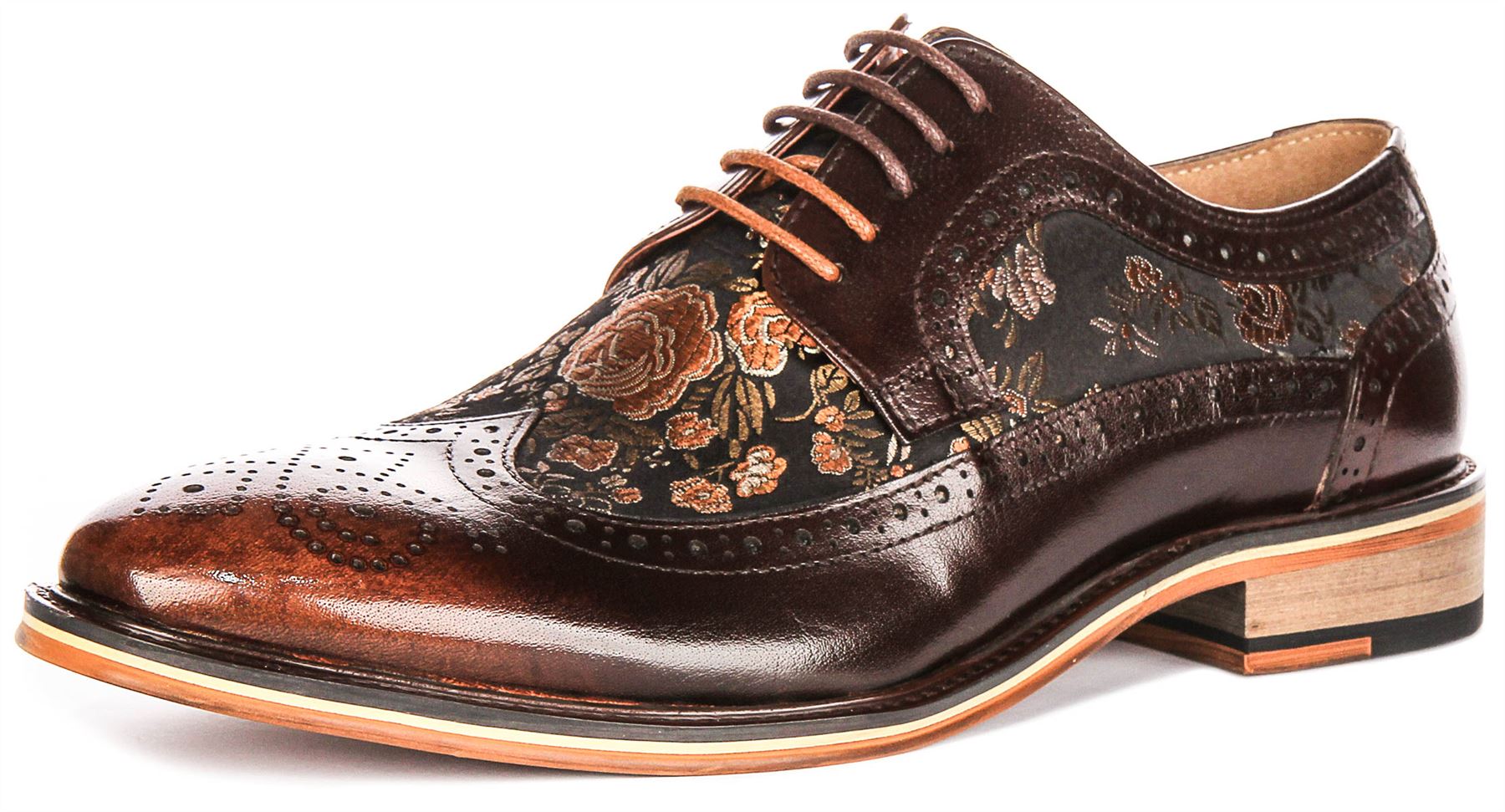 Justin Reess England Mens Leather Lace Up Premium Brogue Black Shoes US 7-15 - Picture 19 of 37