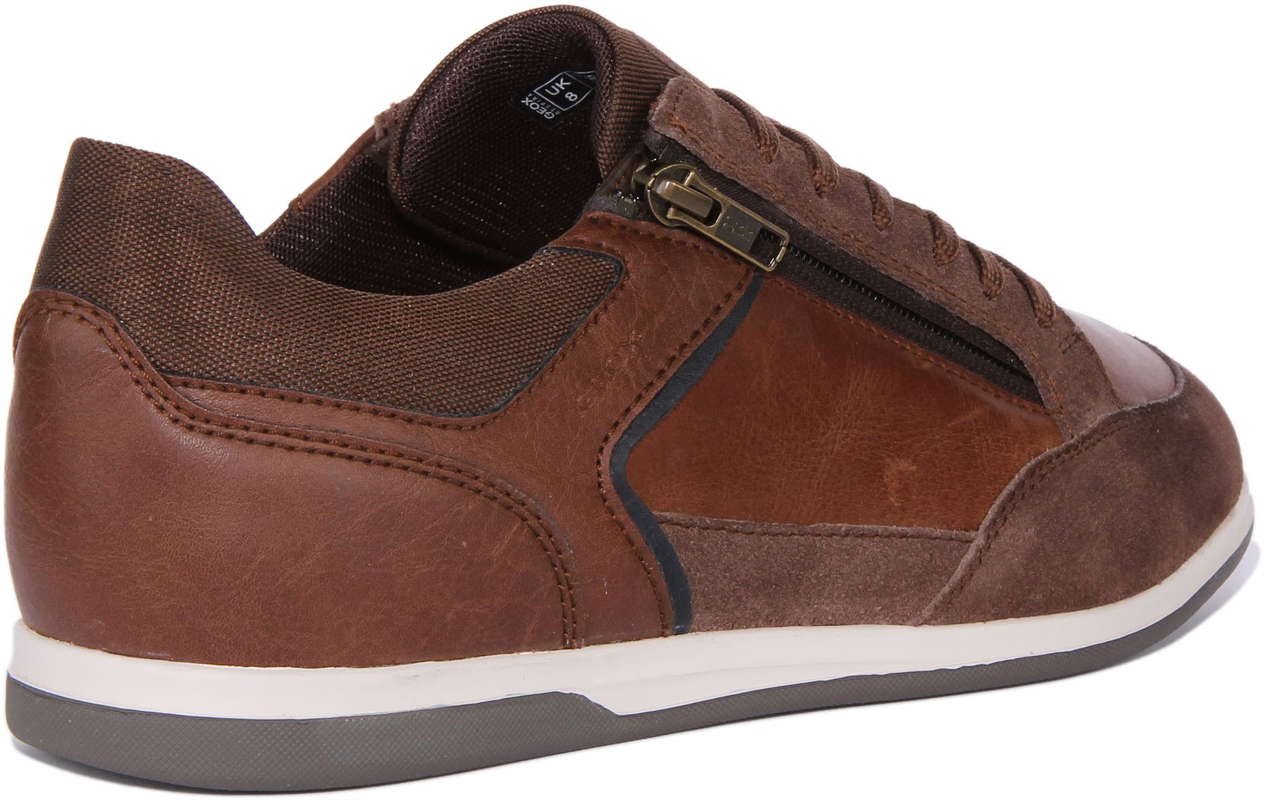 Geox U Renan B Side Zip Lace Up Low Top Suede Sneaker Brown Mens US 7 - 13 - Picture 9 of 12