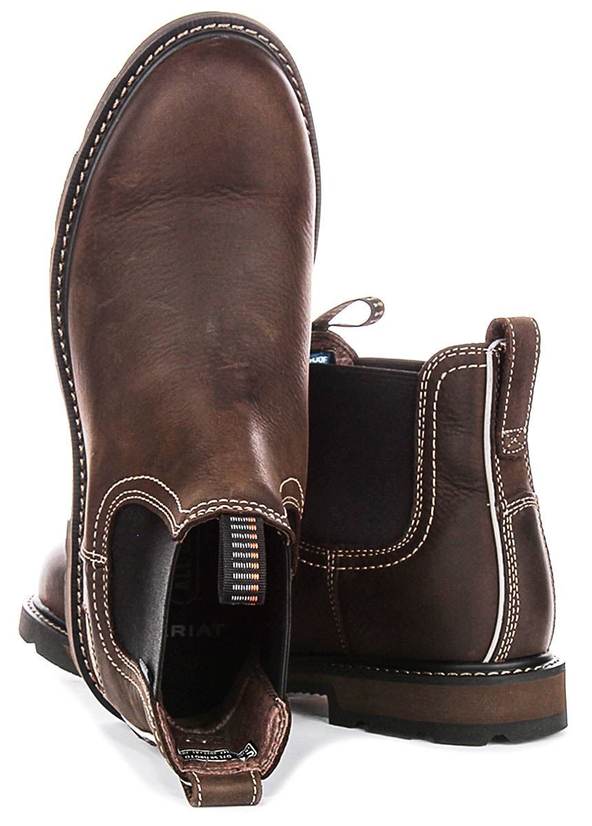Ariat Groundbreaker Chelsea Soft Toe Work Mens Slip On Boot Dark Brown UK 7 - 12