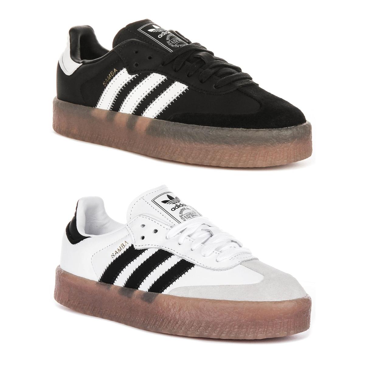 Adidas Sambae 3 Stripes Retro Contrast Trainer White Black