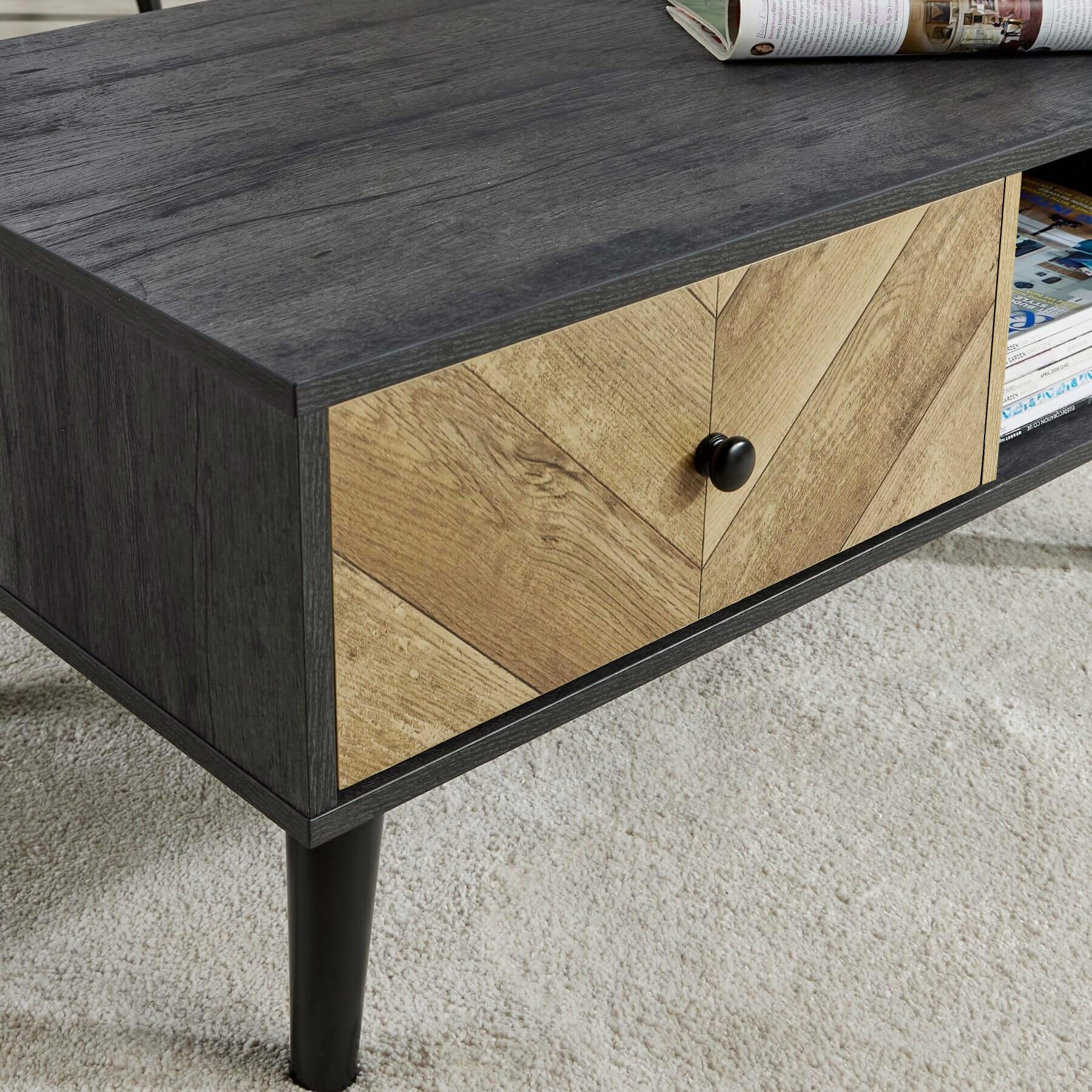 Coffee Table Rectangular 1 Drawer Open Storage Home Living Room Furniture Unit - Picture 6 of 23