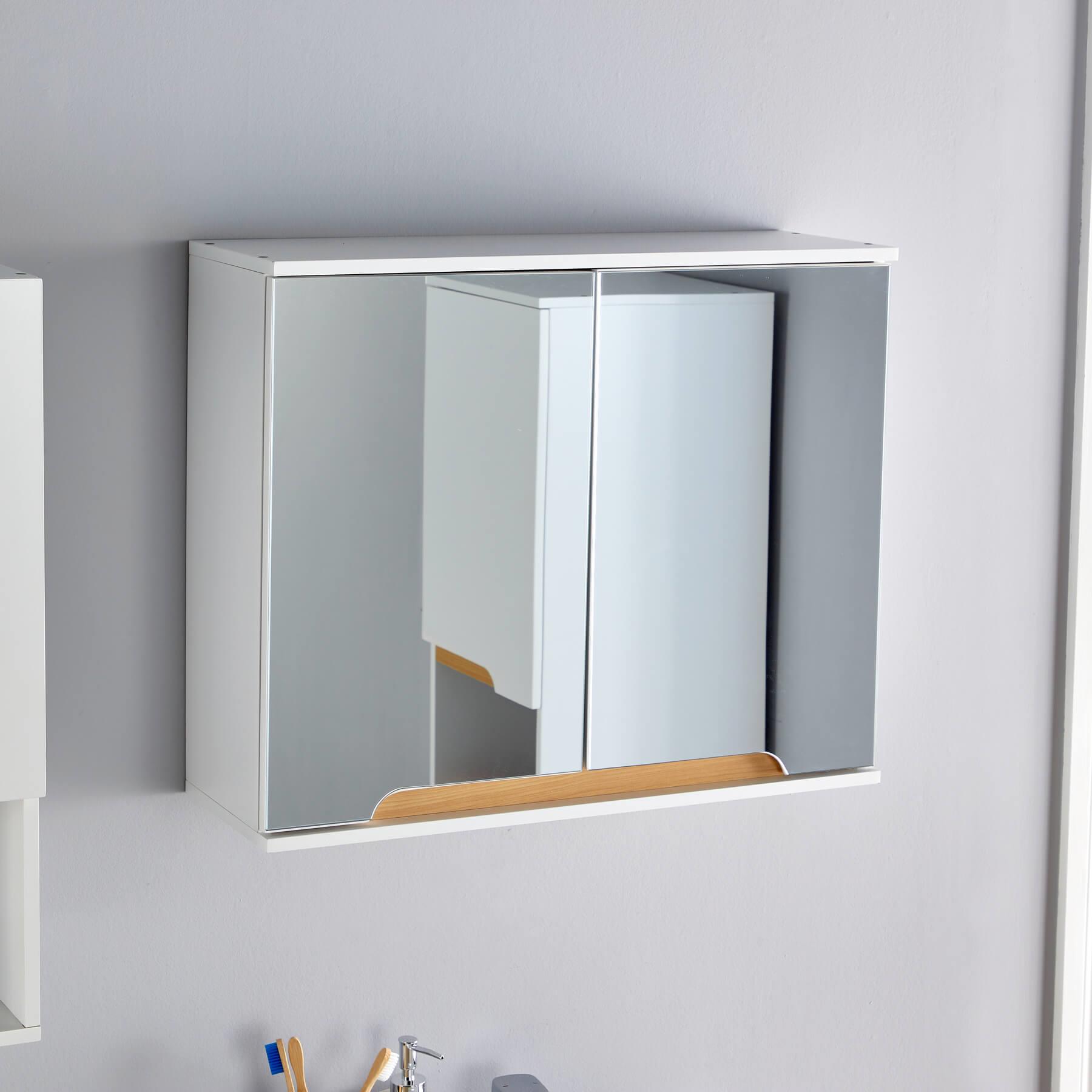 Badschrank Wandmontage Aufbewahrung Regal Organizer Schrank Waschtischunterschrank Weiß - Bild 3 von 16
