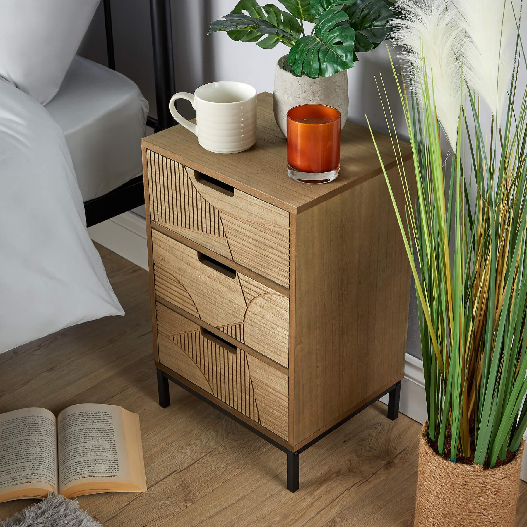 Chest 3/4 Solid Wooden Storage Drawers Geometric Design Bedroom Organiser - Picture 6 of 22