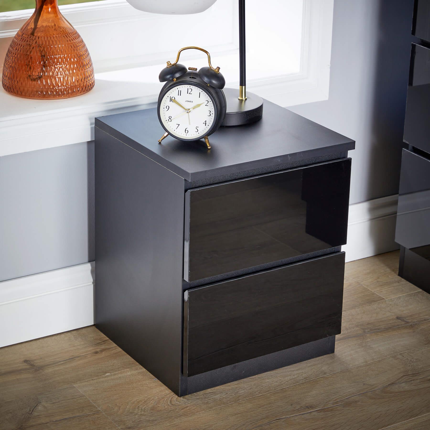 Mesita de noche moderna con 2 cajones mueble dormitorio - Imagen 3 de 21