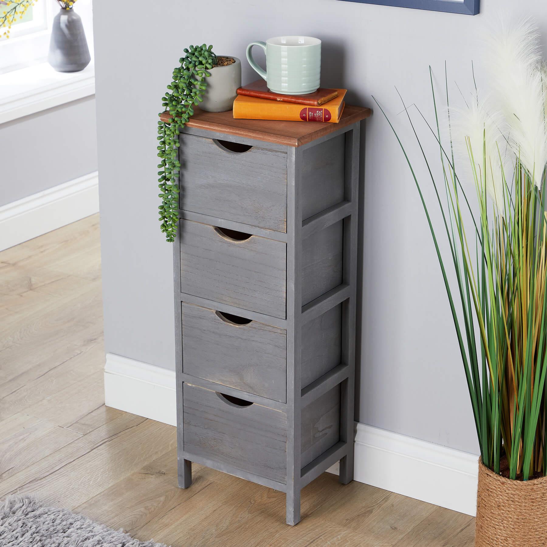 Chest 2/3/4 Drawers Grey Solid Wooden Storage Organiser Rustic Fully Assembled - Picture 19 of 25