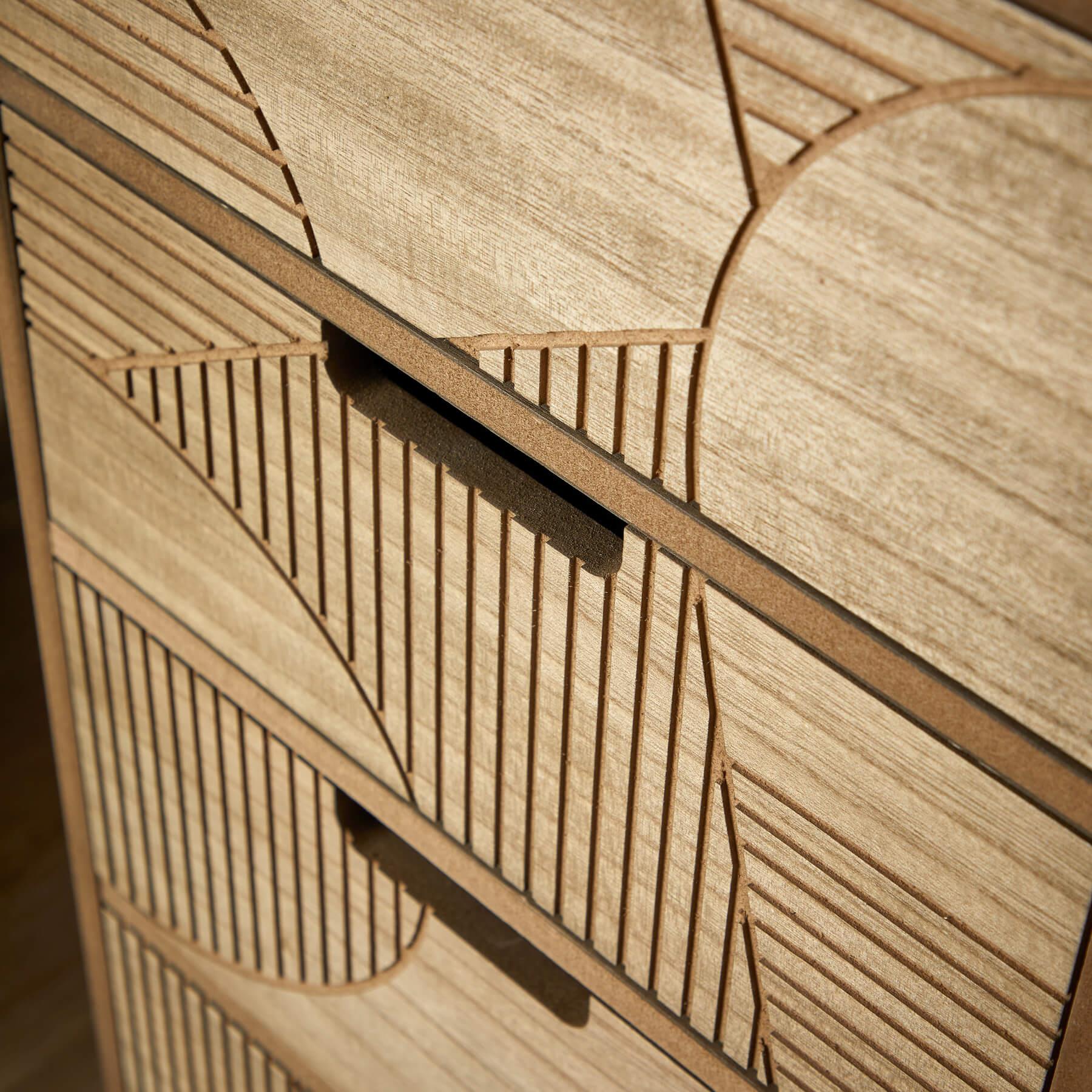 Chest 3/4 Solid Wooden Storage Drawers Geometric Design Bedroom Organiser - Picture 17 of 22