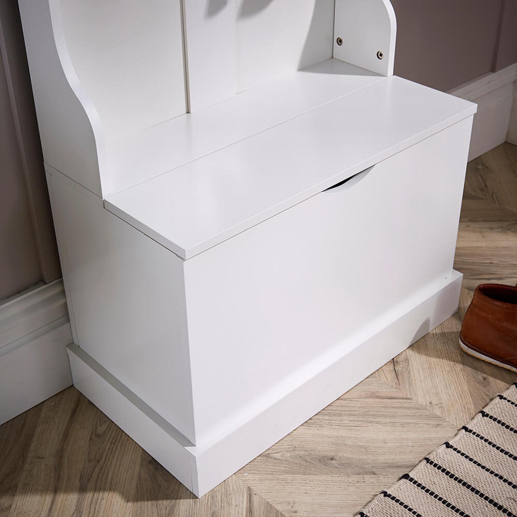 Hallway Storage Bench Painted Wooden Entryway Organiser with Coat Hooks Rack - Picture 38 of 40