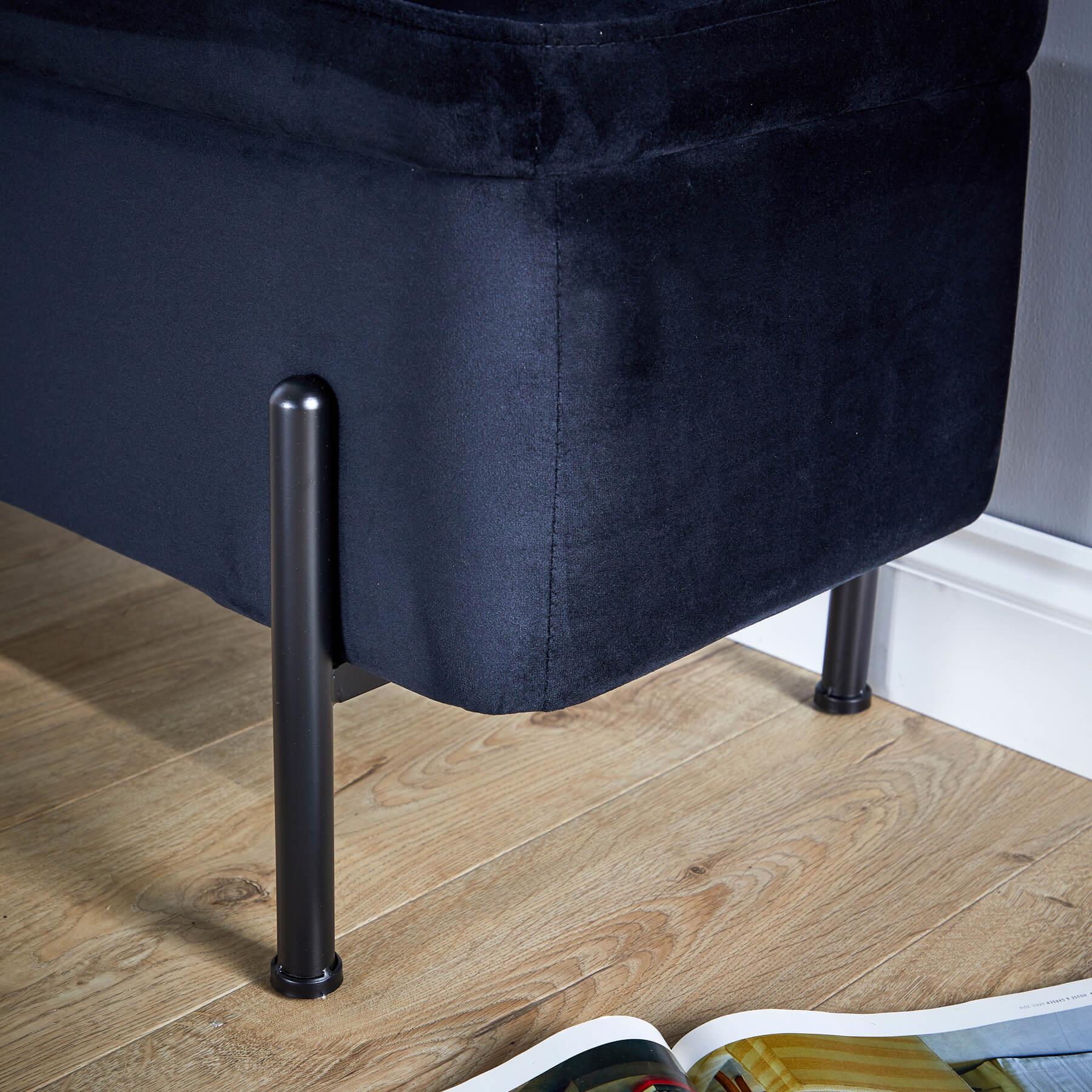 Storage Ottoman Seat Velvet Metal Legs Compact Storage Bedroom Home Furniture - Picture 7 of 55