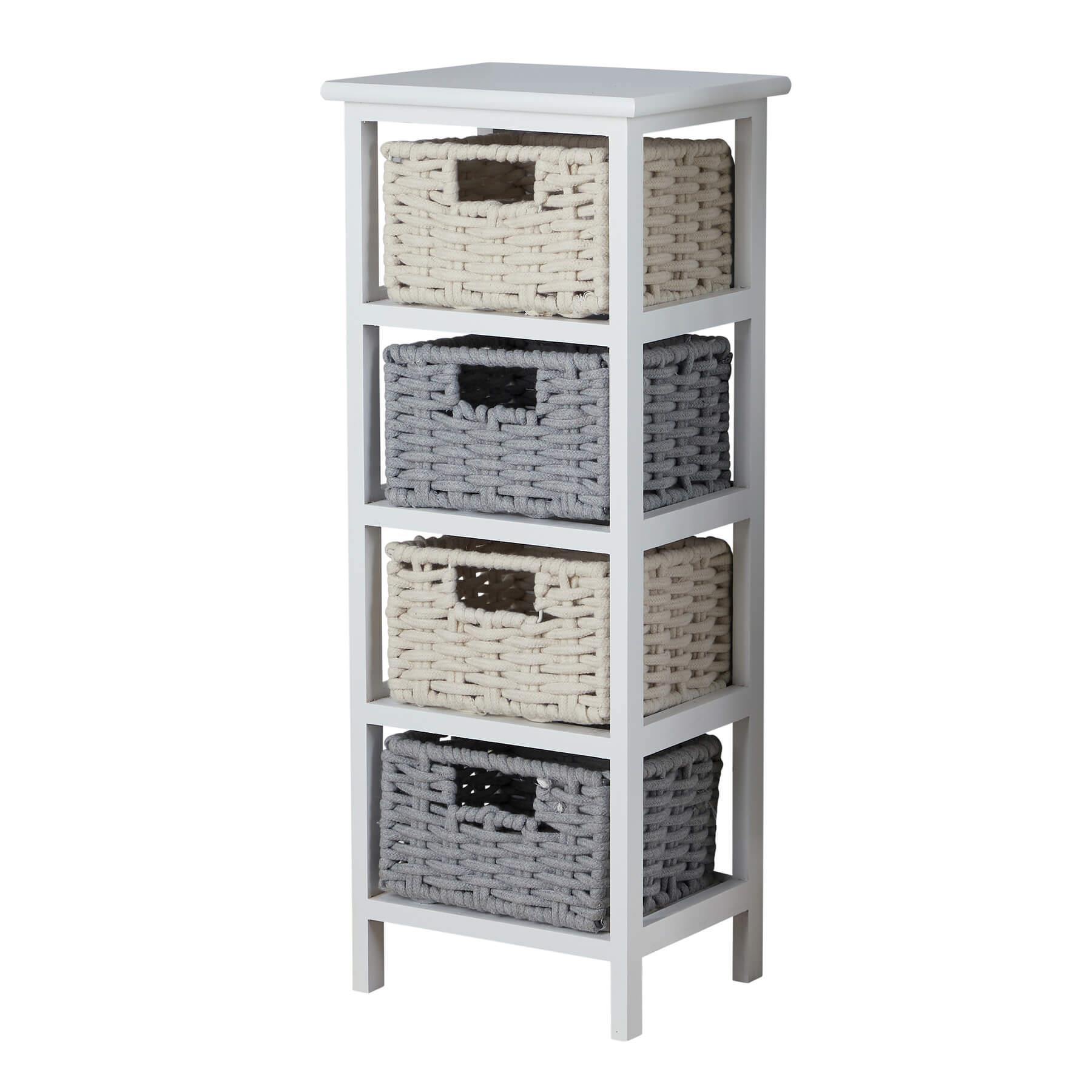 Chest 3/4 Drawers Storage Organiser Coastal Style Woven Basket Fully Assembled - Picture 16 of 17