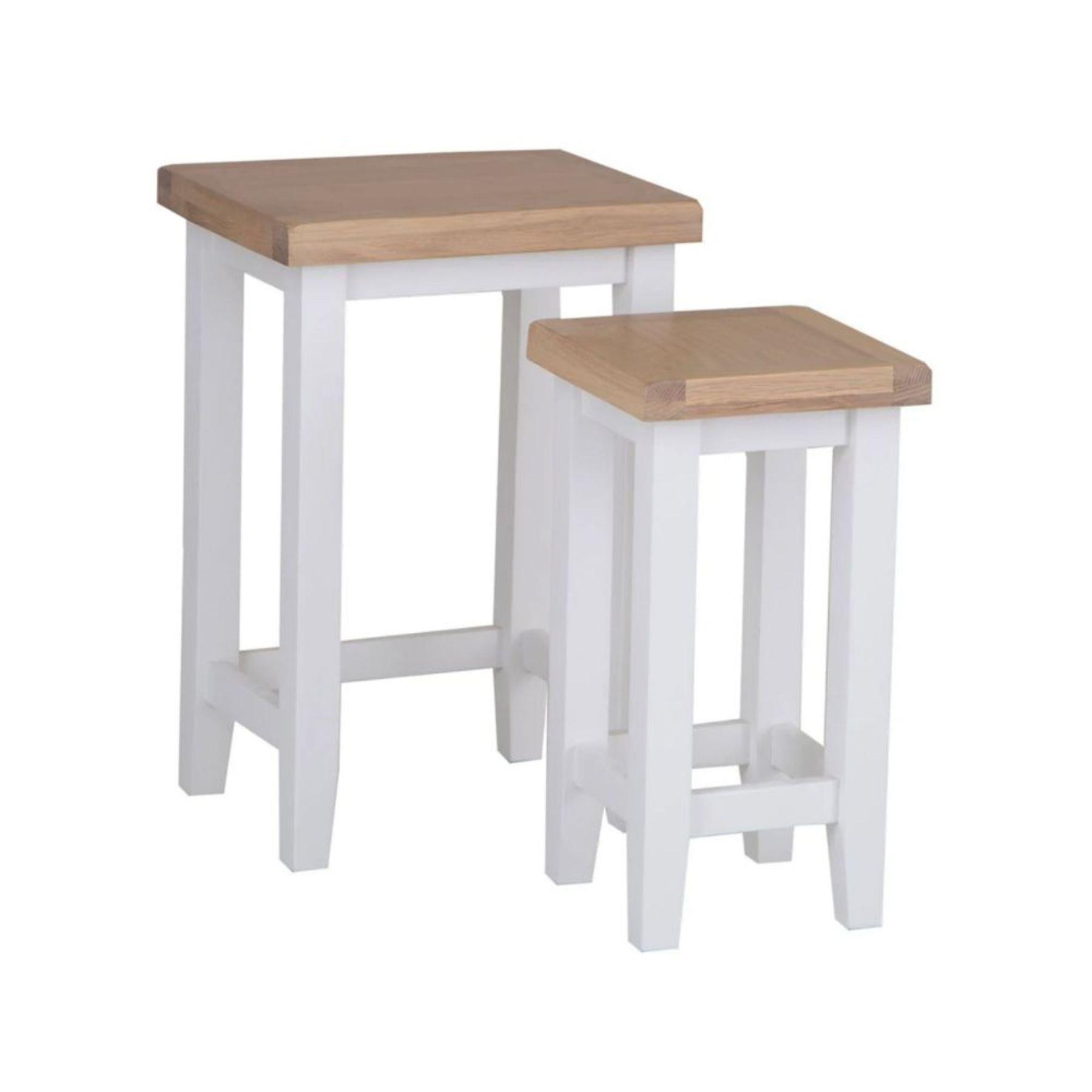 Nest 2 Side / Lamp Tables Solid Oak Veneer Fully Assembled Furniture Grey/White - Picture 8 of 9