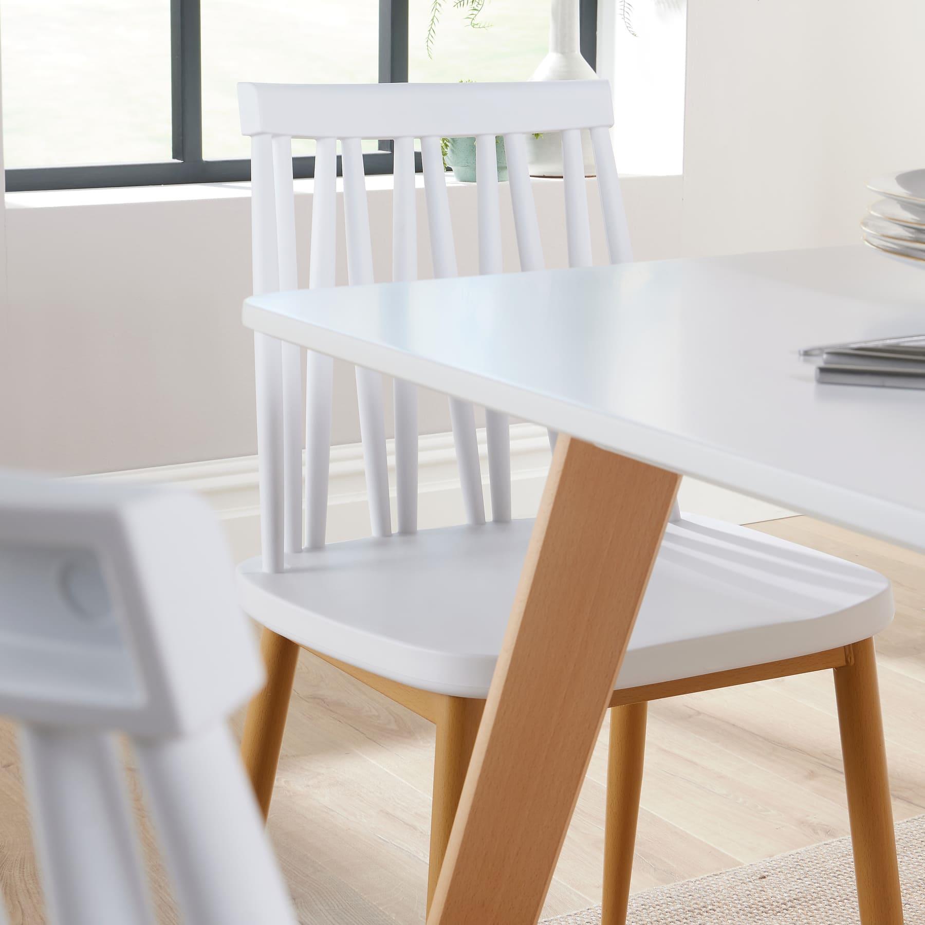 Dining Table Set - 120cm White Top Wooden Legs With 4 Kitchen Chairs Furniture - Picture 74 of 79
