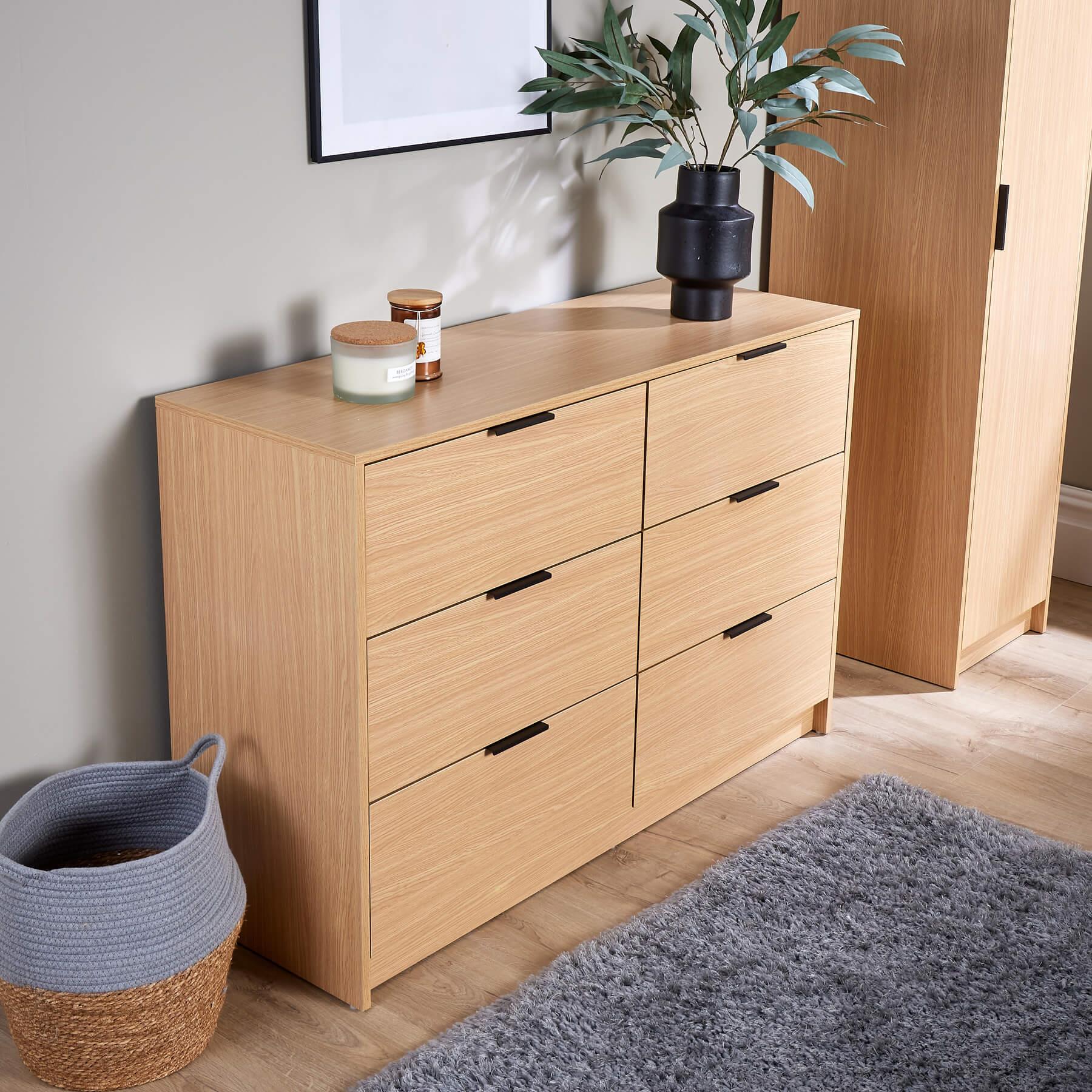 Chest 6 Drawers Bedroom Furniture Clothing Bedside Storage Organiser Wide - Picture 17 of 30