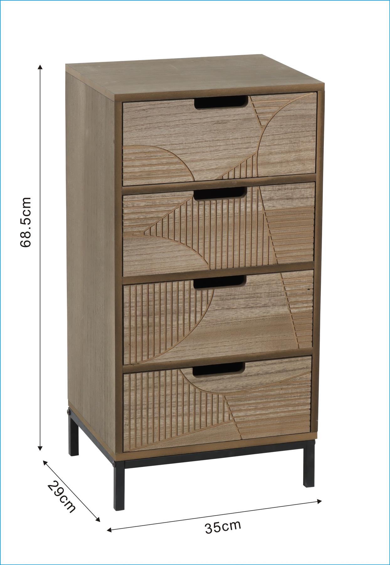 Chest 3/4 Solid Wooden Storage Drawers Geometric Design Bedroom Organiser - Picture 22 of 22