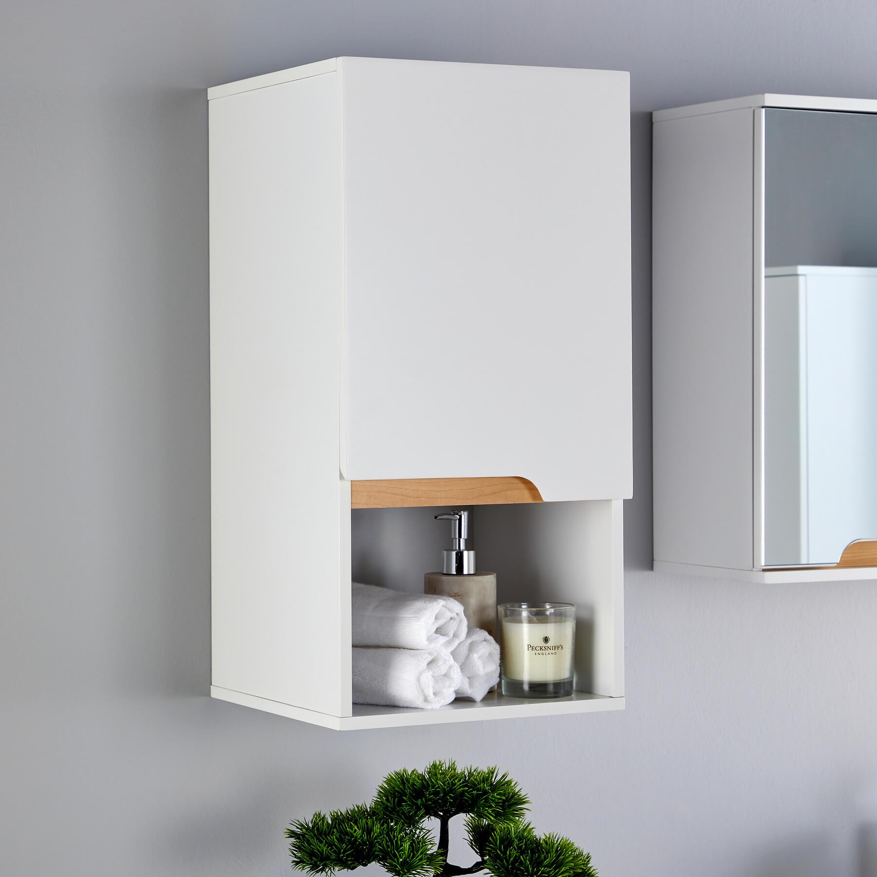 Badschrank Wandmontage Aufbewahrung Regal Organizer Schrank Waschtischunterschrank Weiß - Bild 9 von 16