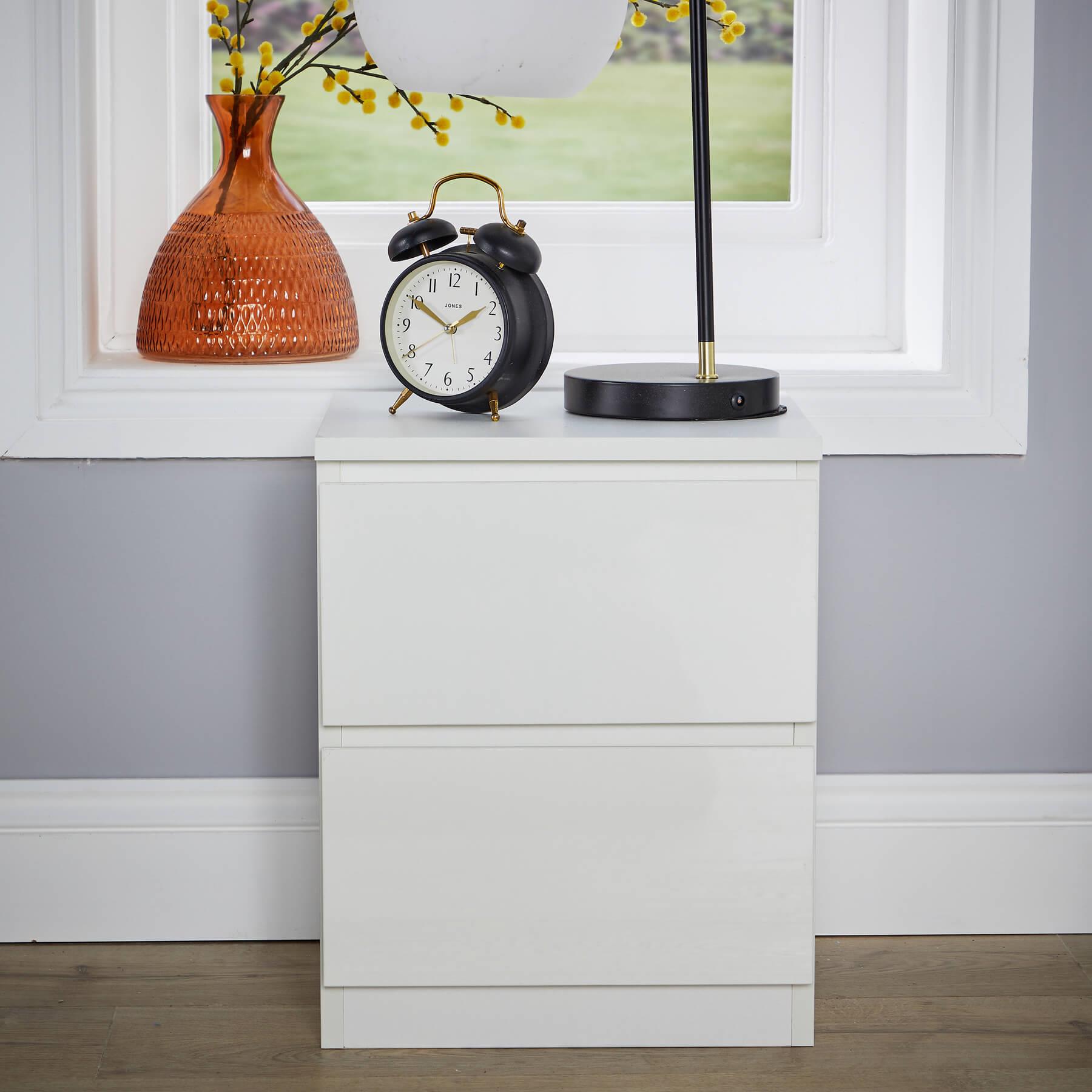 Mesita de noche moderna con 2 cajones mueble dormitorio - Imagen 17 de 21