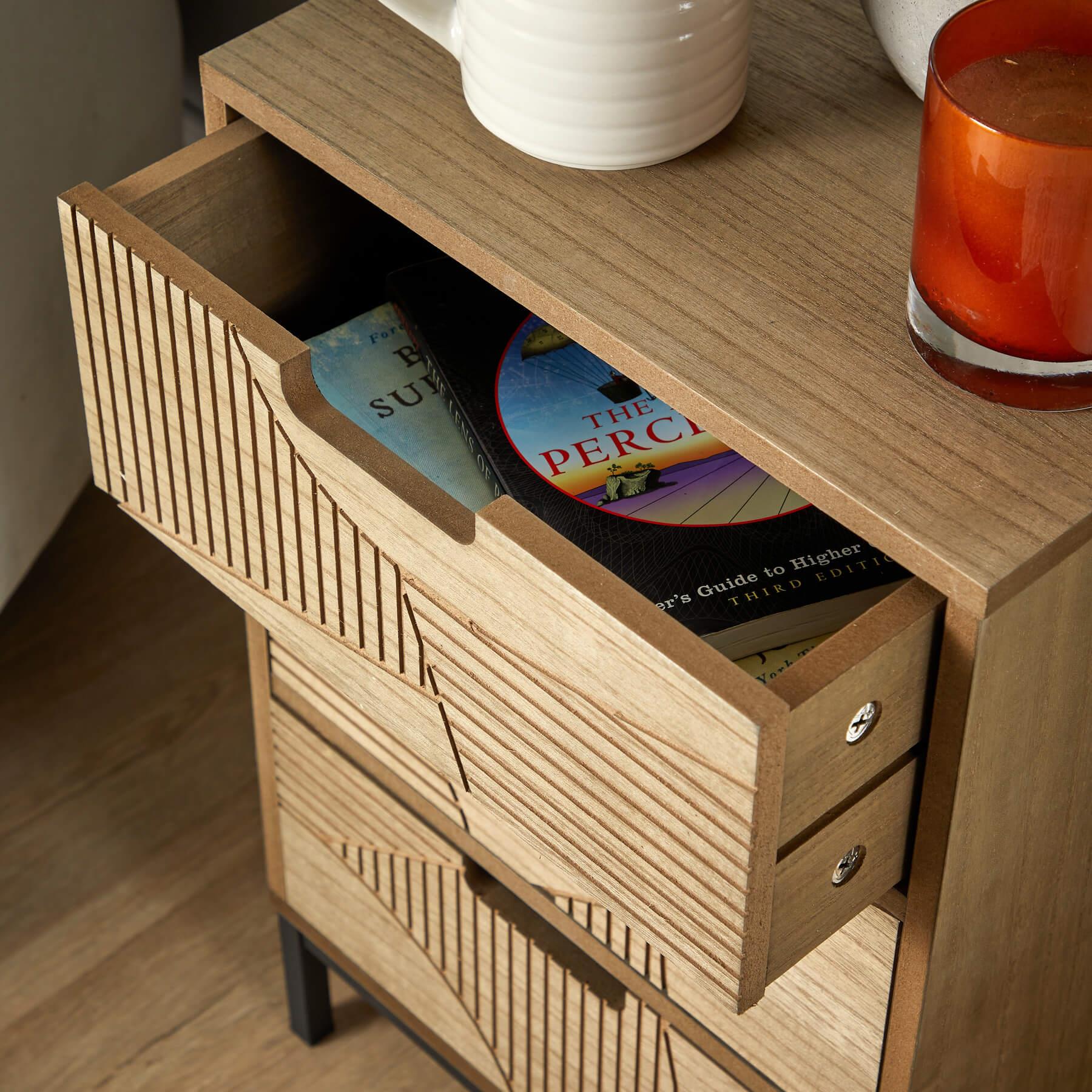 Chest 3/4 Solid Wooden Storage Drawers Geometric Design Bedroom Organiser - Picture 8 of 22
