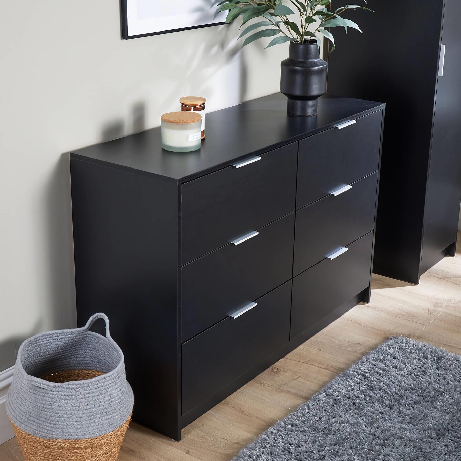 Chest 6 Drawers Bedroom Furniture Clothing Bedside Storage Organiser Wide - Picture 3 of 30