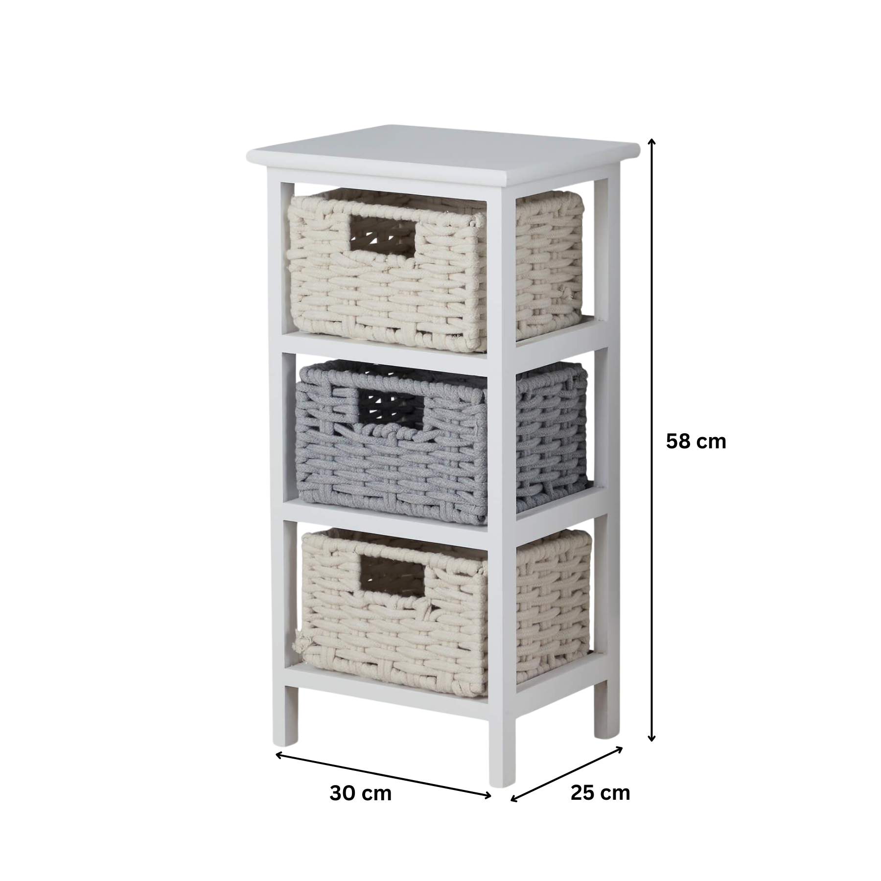 Chest 3/4 Drawers Storage Organiser Coastal Style Woven Basket Fully Assembled - Picture 9 of 17