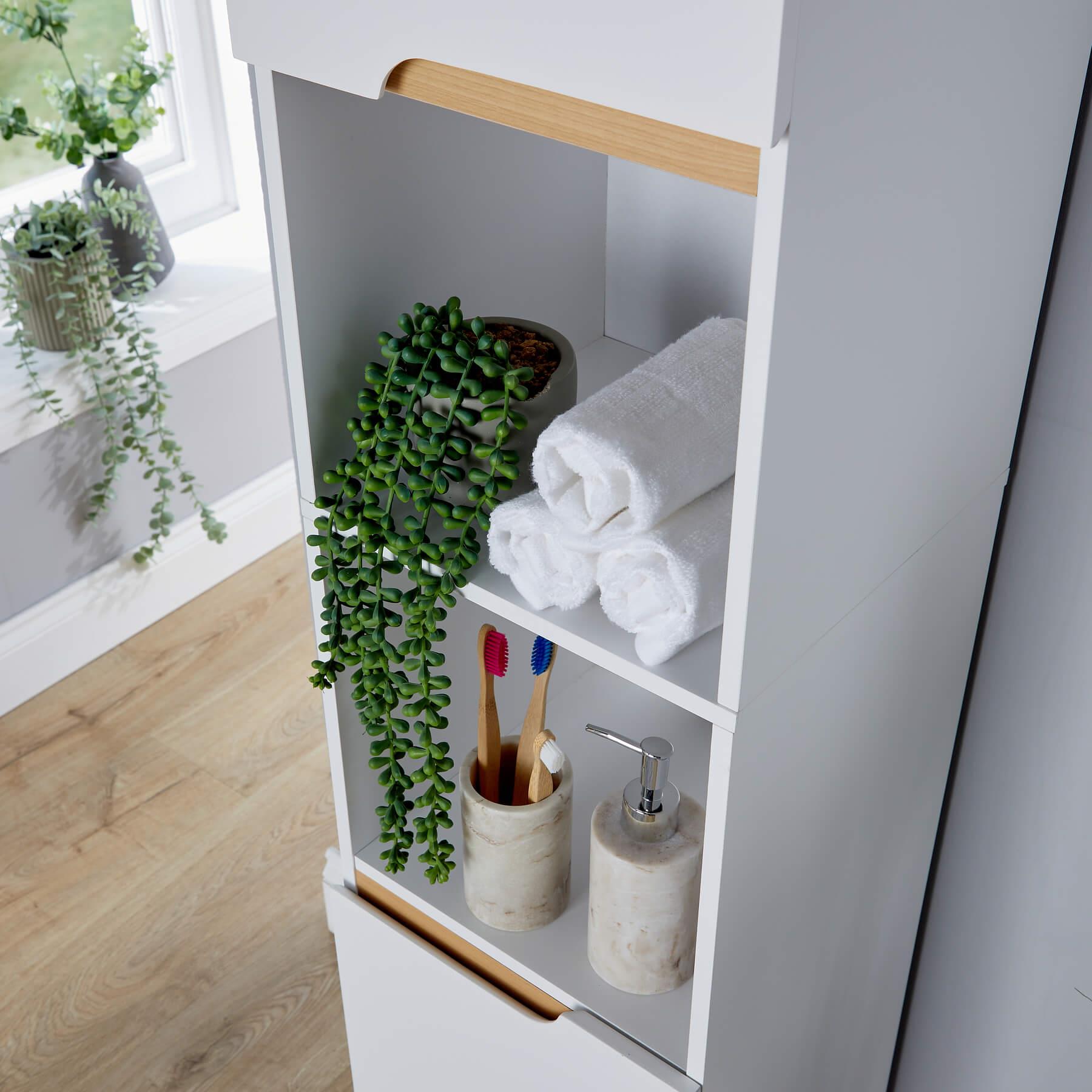 Bathroom Floor Cabinet 1 / 2 Doors Storage Unit Vanity Organiser Furniture White - Picture 12 of 17