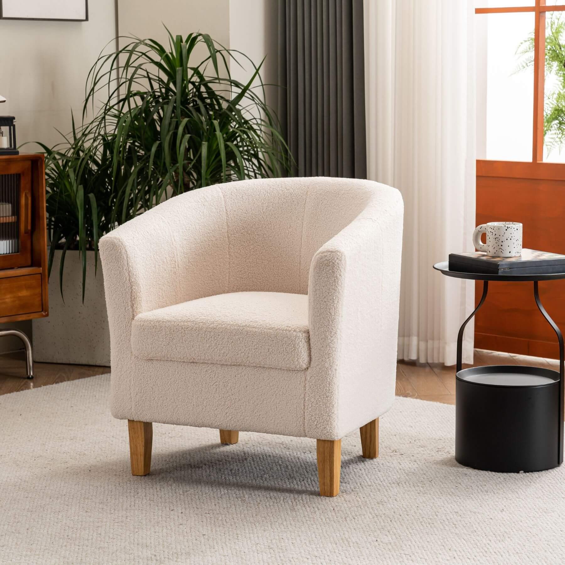 Fabric Tub Chair Colour Range Wooden Legs Armchair Living Room Modern Office - Picture 2 of 30