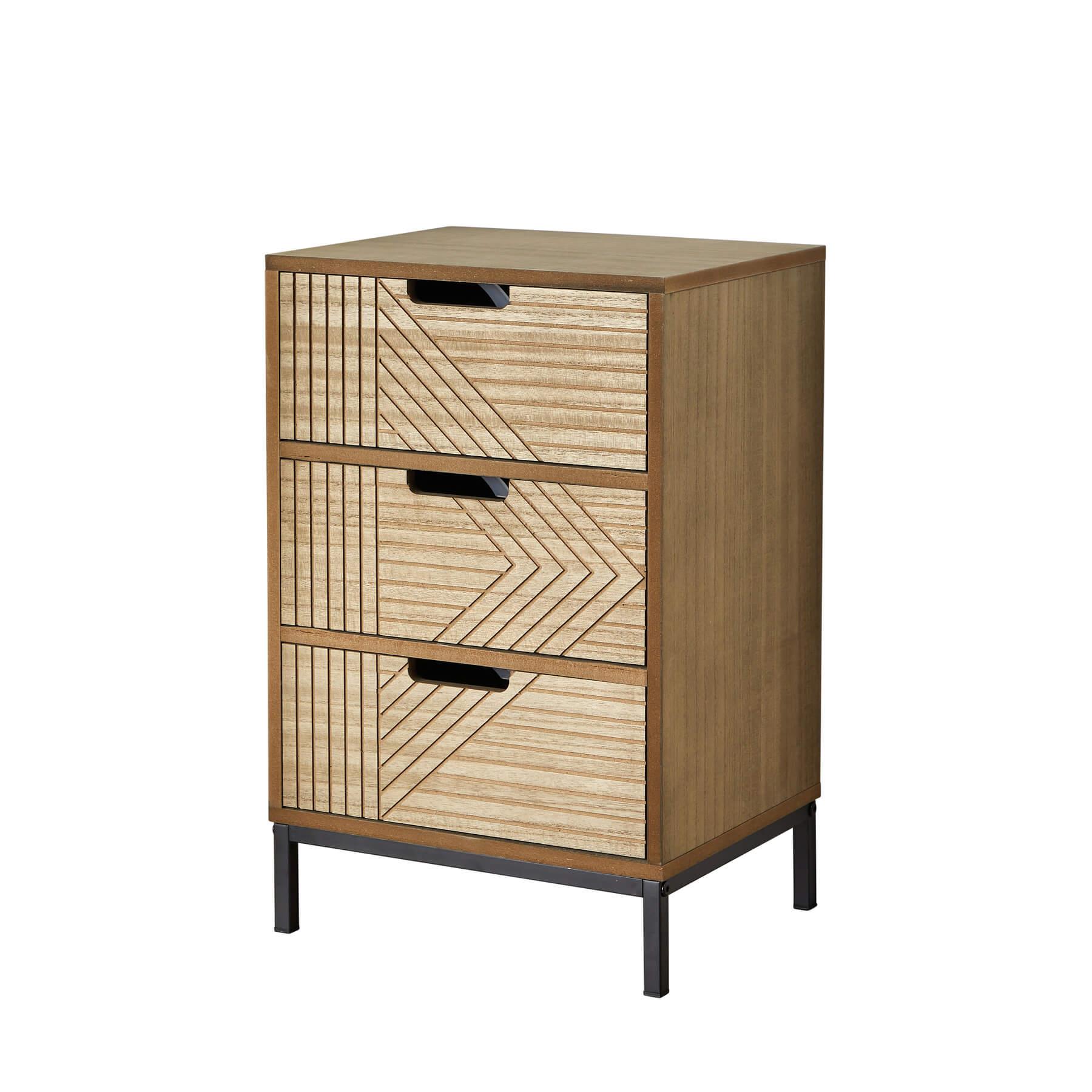 Solid Chest 3/4 Storage Drawers Geometric Design Bedroom Clothing Organiser Unit - Picture 12 of 22