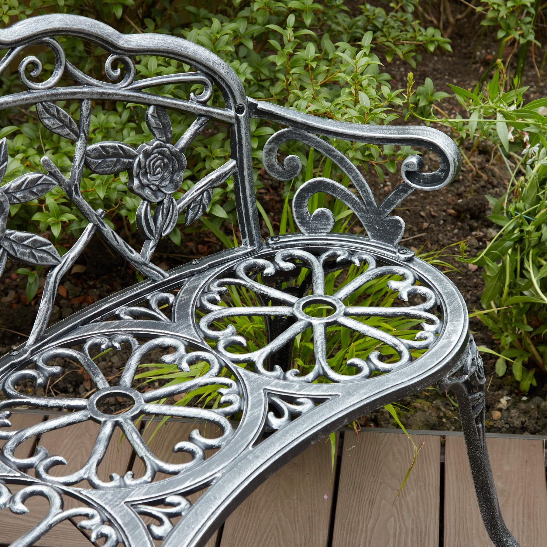 Cast Aluminium Garden Bench Metal Frame 2 Seater Patio Furniture Outdoor Seating - Picture 15 of 29