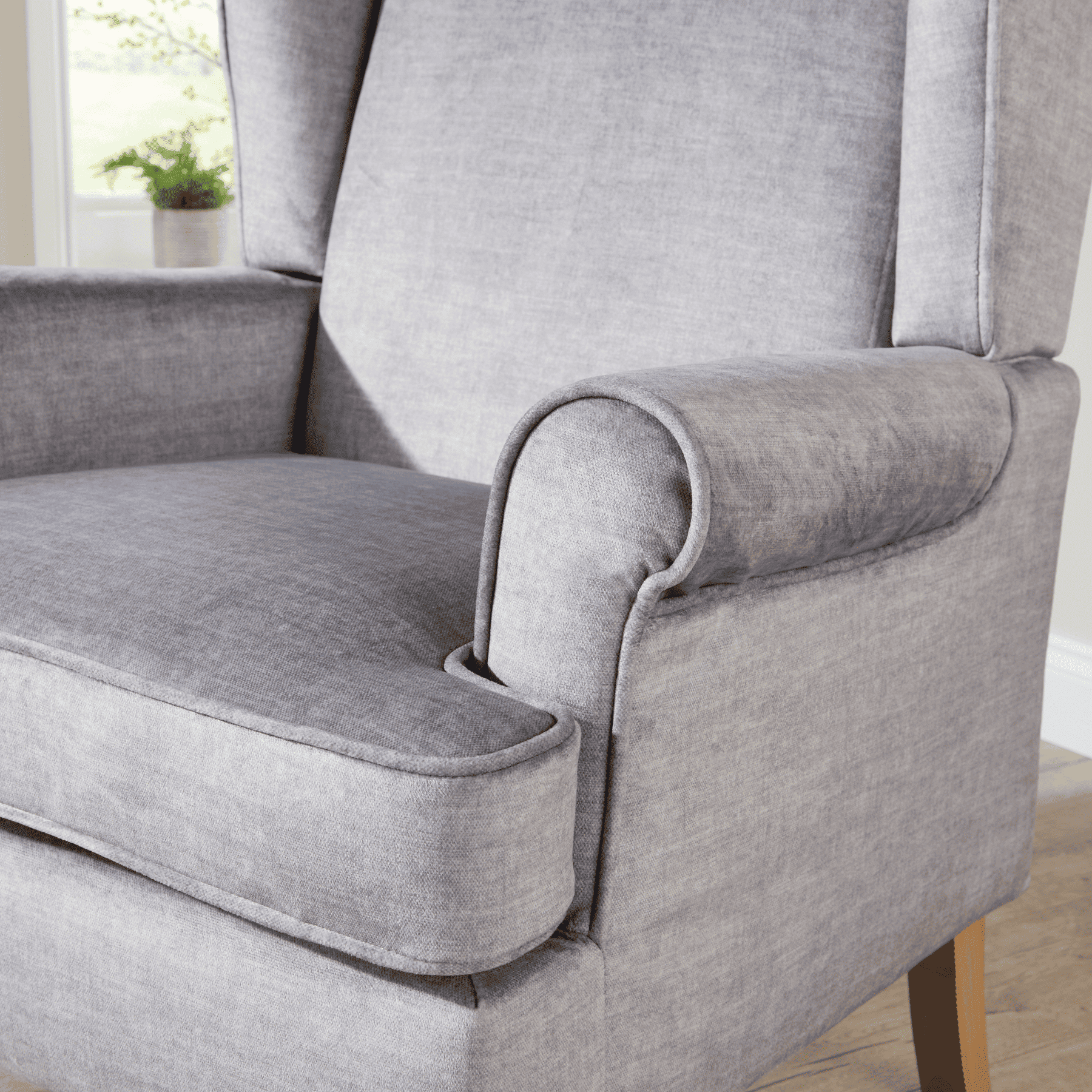 Helena Wingback Armchair Modern Accent Chair Occasional Sofa Seating Wooden Legs - Picture 27 of 29